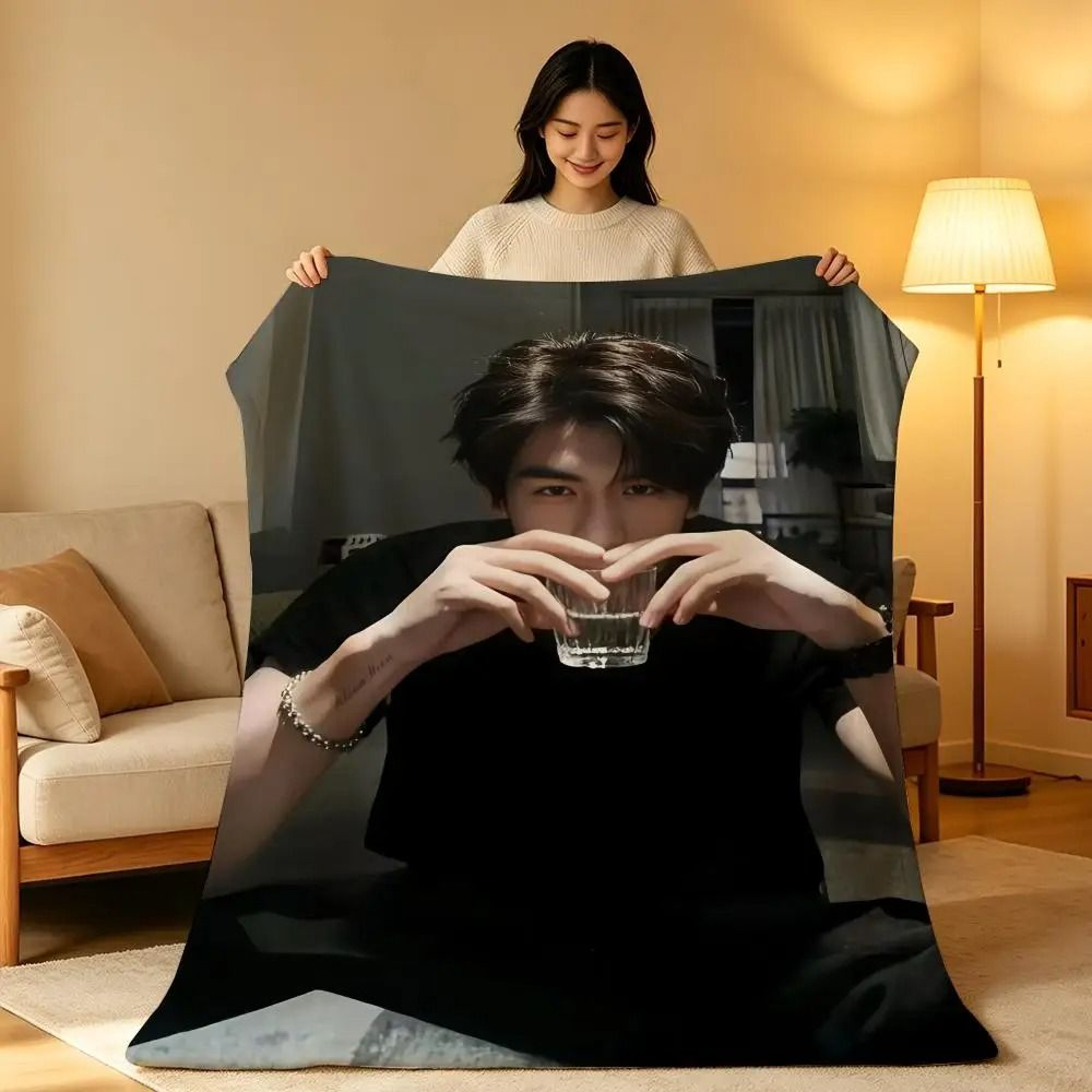Zhang Linghe Plush Throw Blanket Soft Celebrity Sofa Blanket 10
