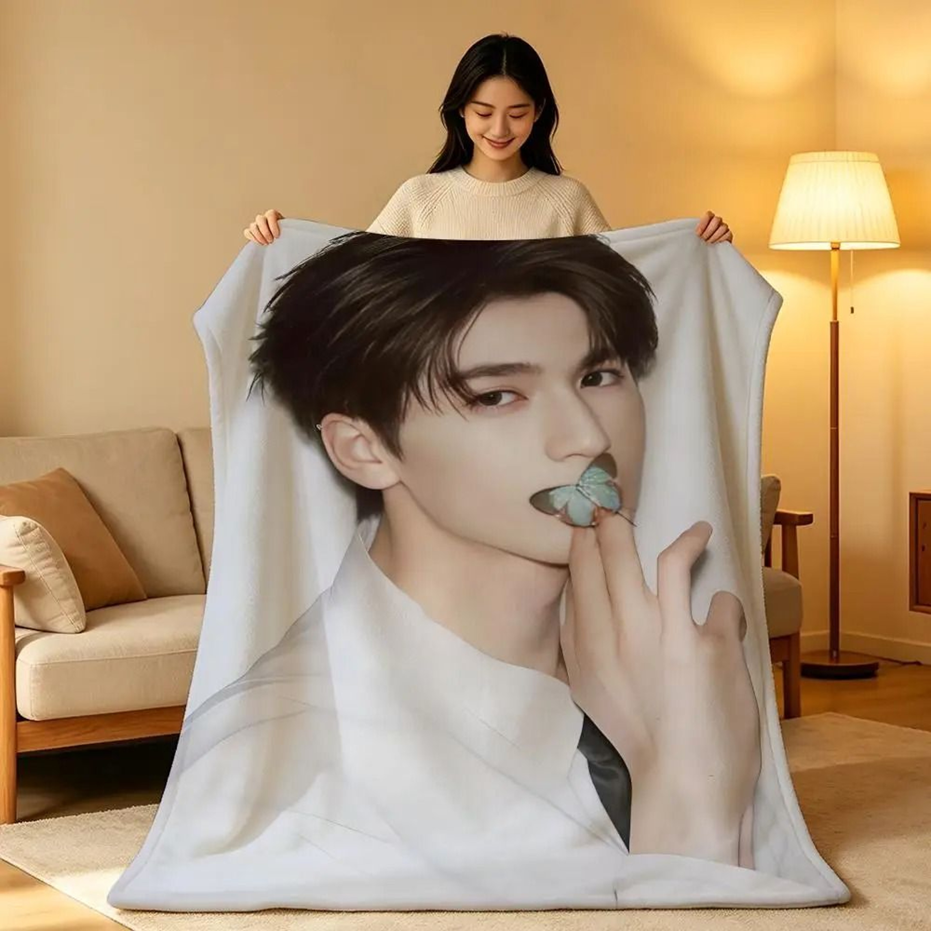 Zhang Linghe Plush Throw Blanket Soft Celebrity Sofa Blanket 12