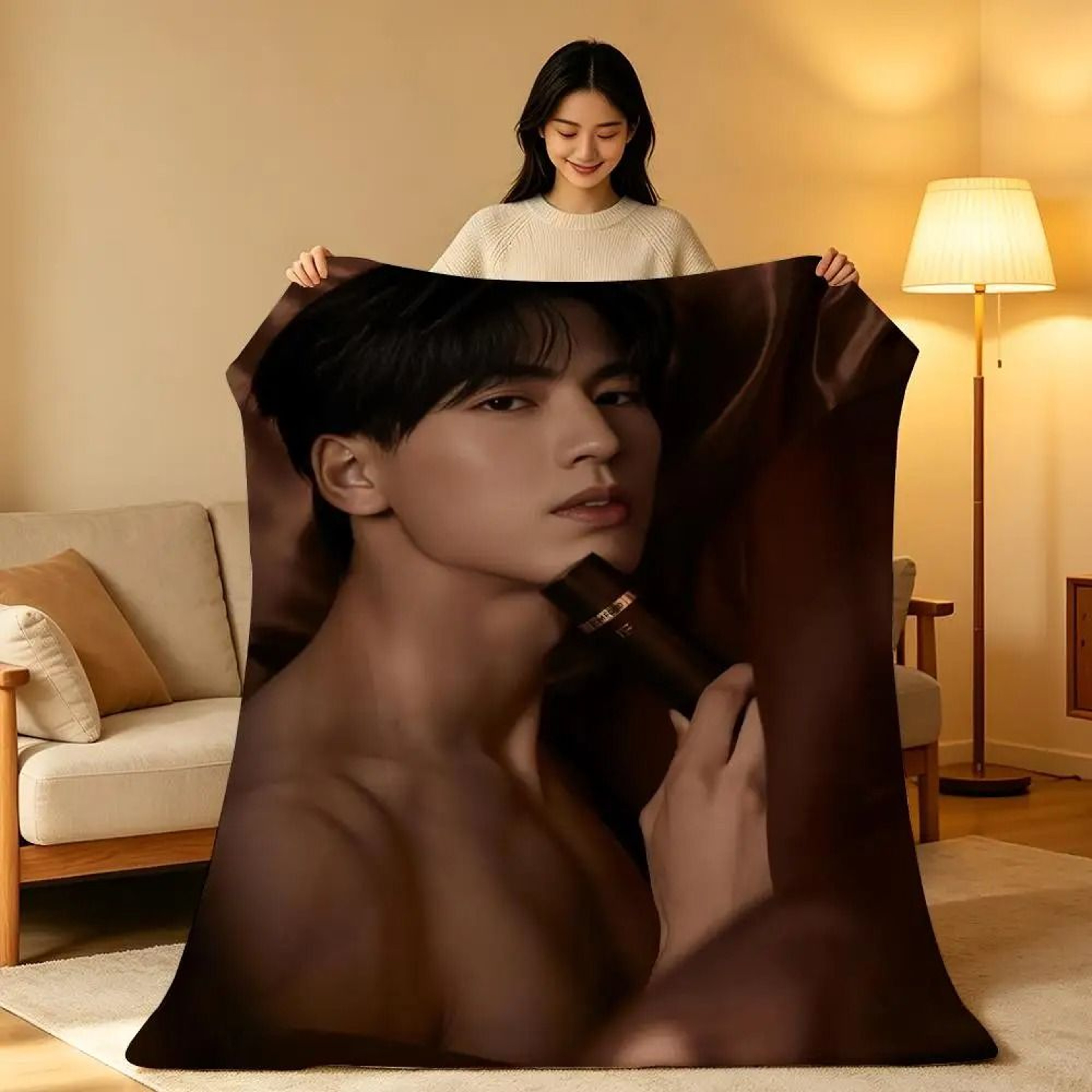 Zhang Linghe Plush Throw Blanket Soft Celebrity Sofa Blanket 8