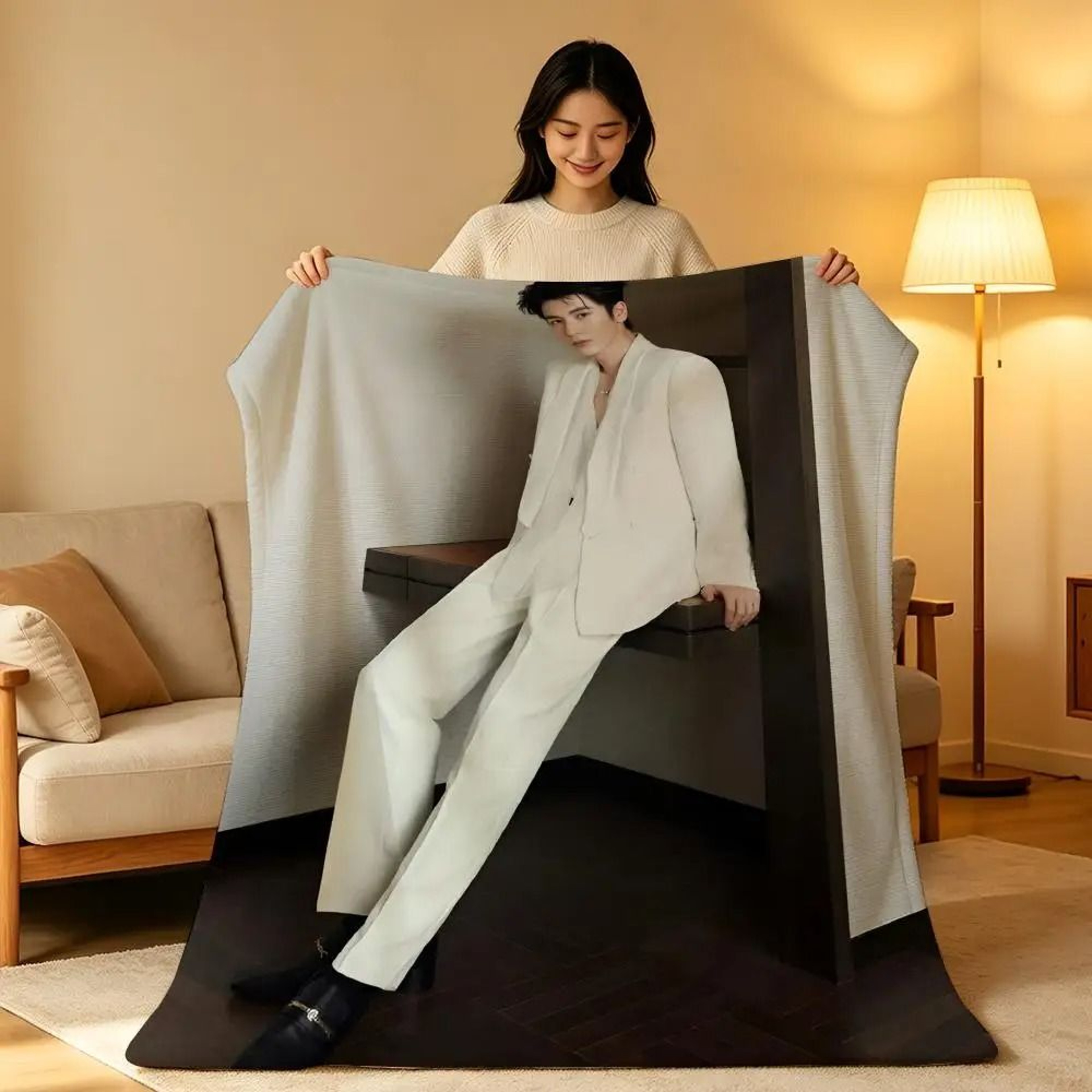 Zhang Linghe Plush Throw Blanket Soft Celebrity Sofa Blanket 13