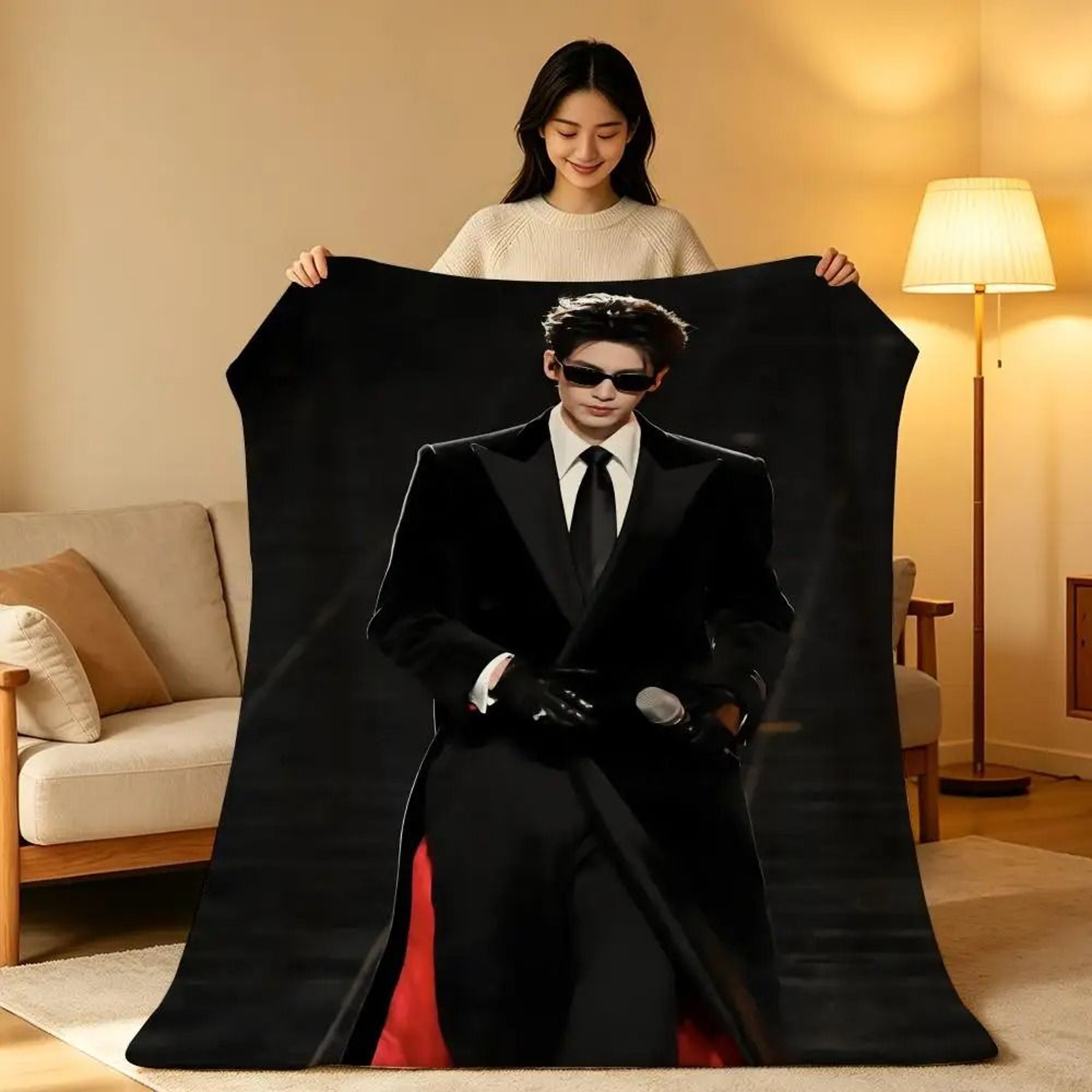 Zhang Linghe Plush Throw Blanket Soft Celebrity Sofa Blanket 19