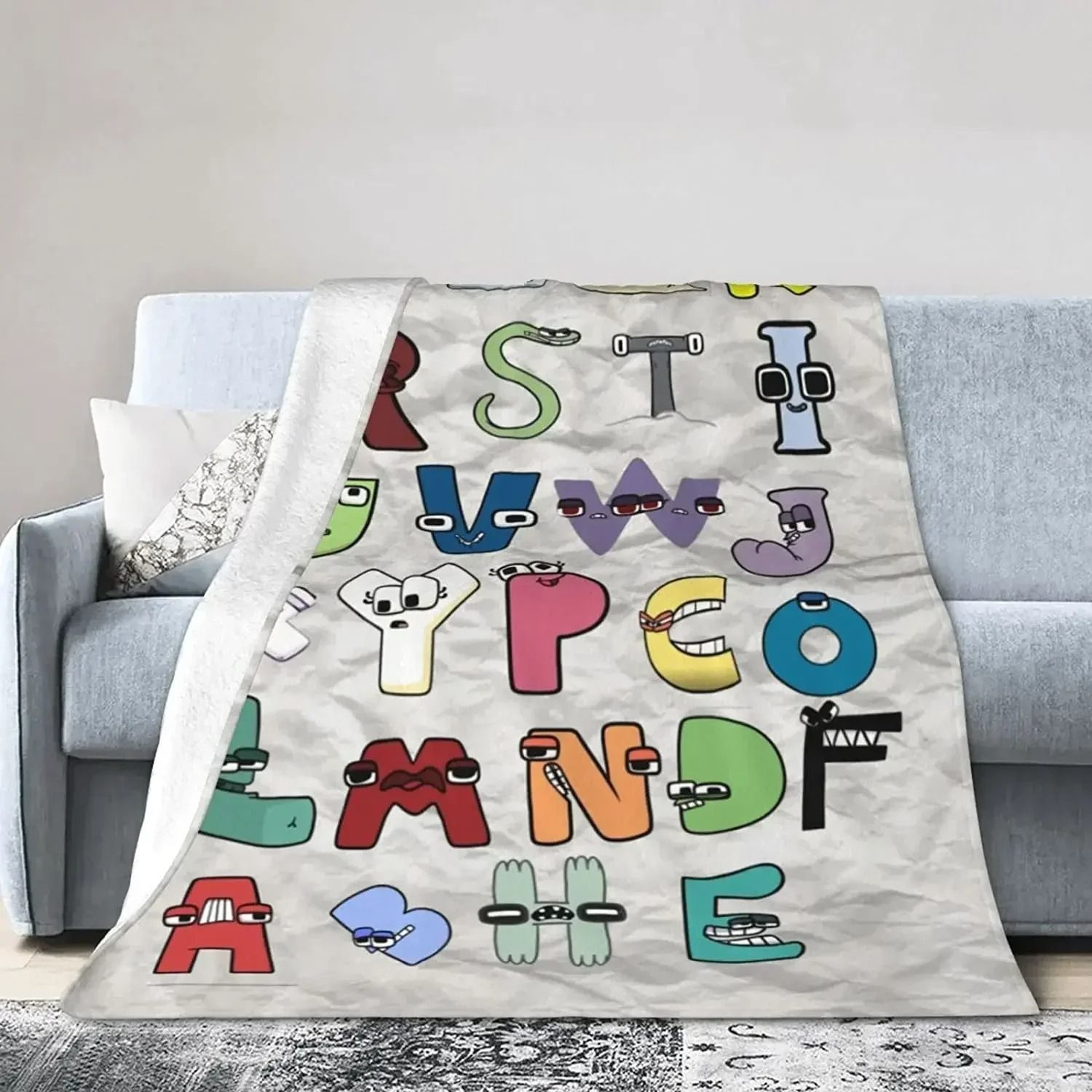 Alphabet Lore Flannel Throw Blanket Soft Lightweight Cartoon Sofa Blanket 17