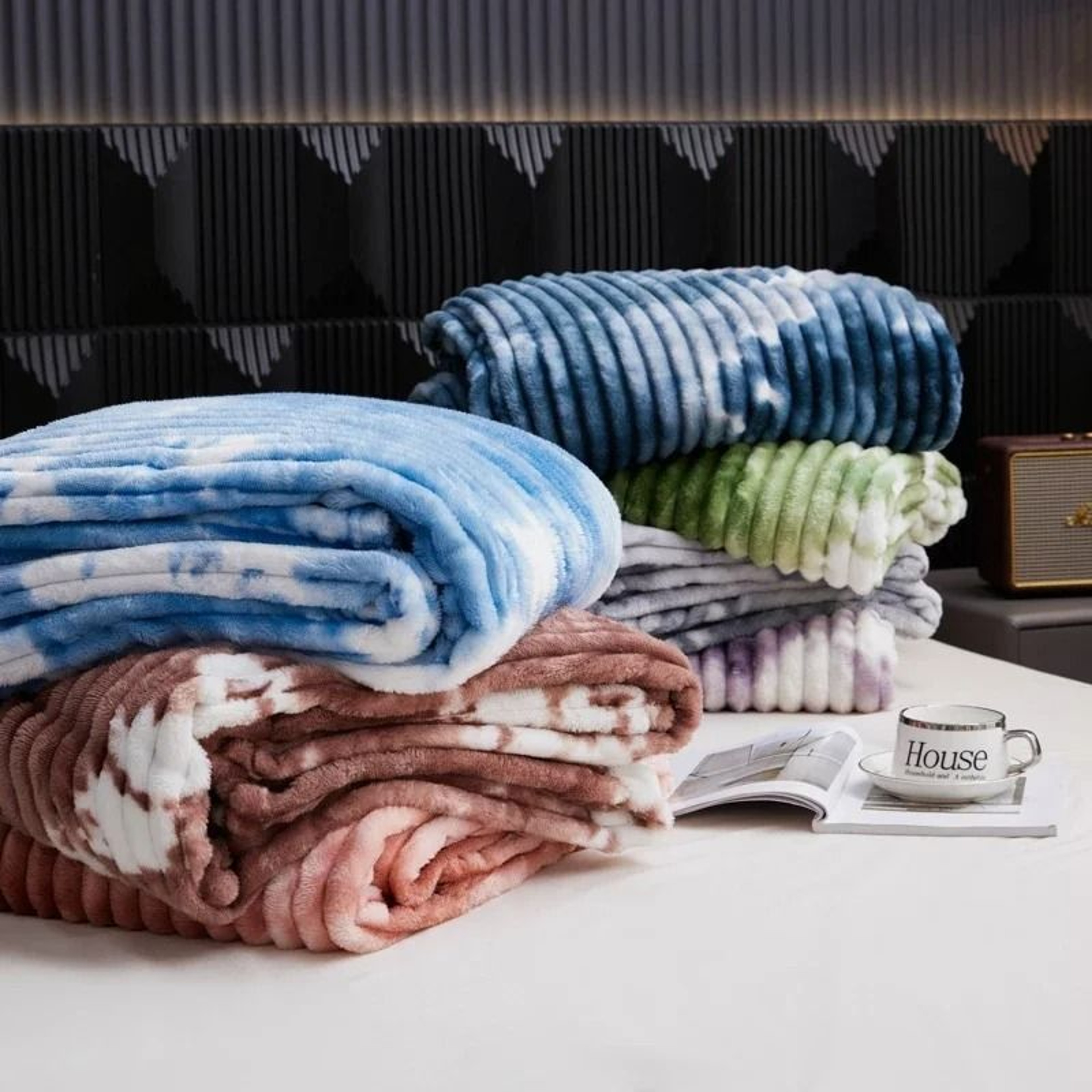 Tie Dye Flannel Fleece Blanket Thick Warm Bed And Sofa Throw 8