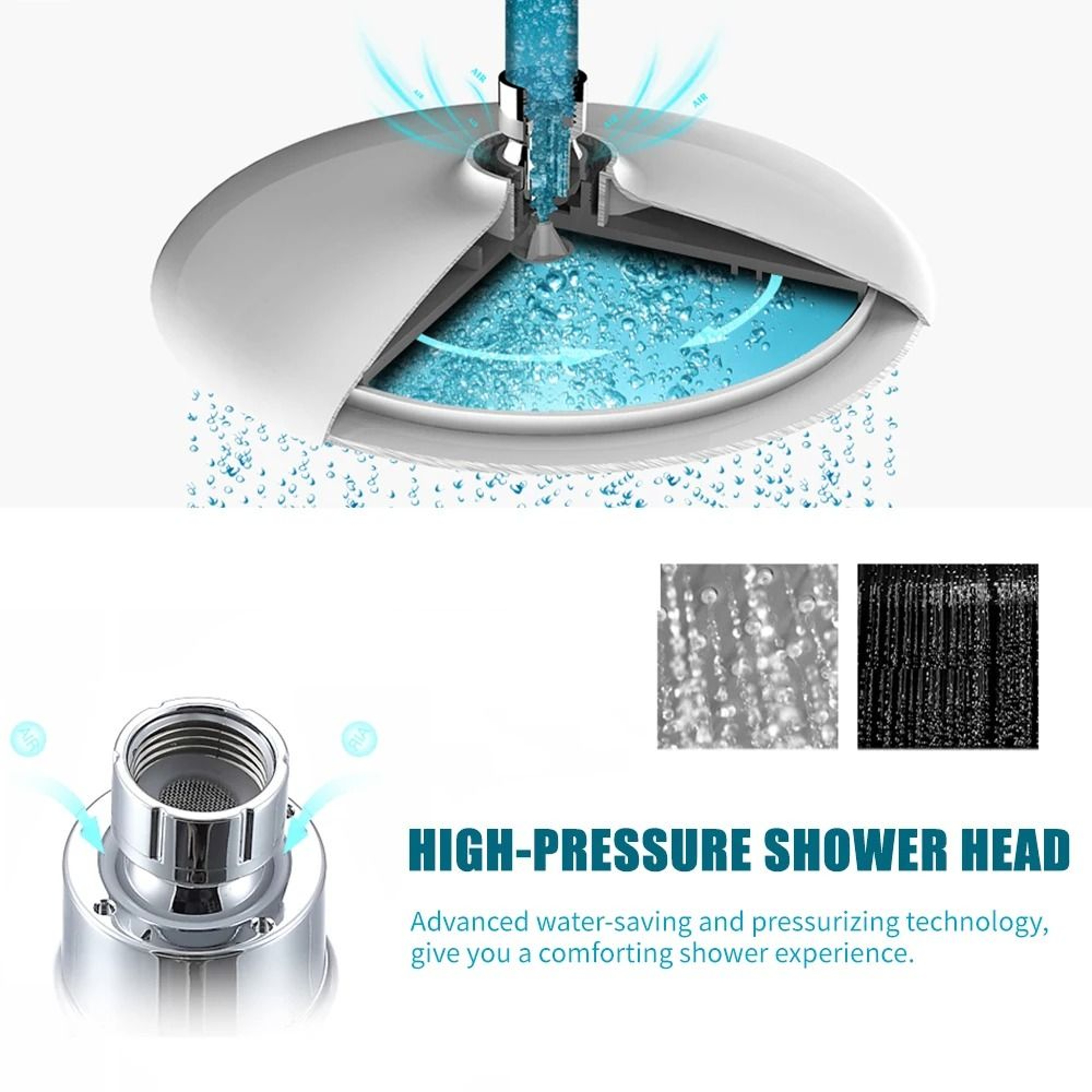 8Inch High Pressure Rain Shower Head Adjustable G12 Polished Chrome Bathroom Showerhead 6