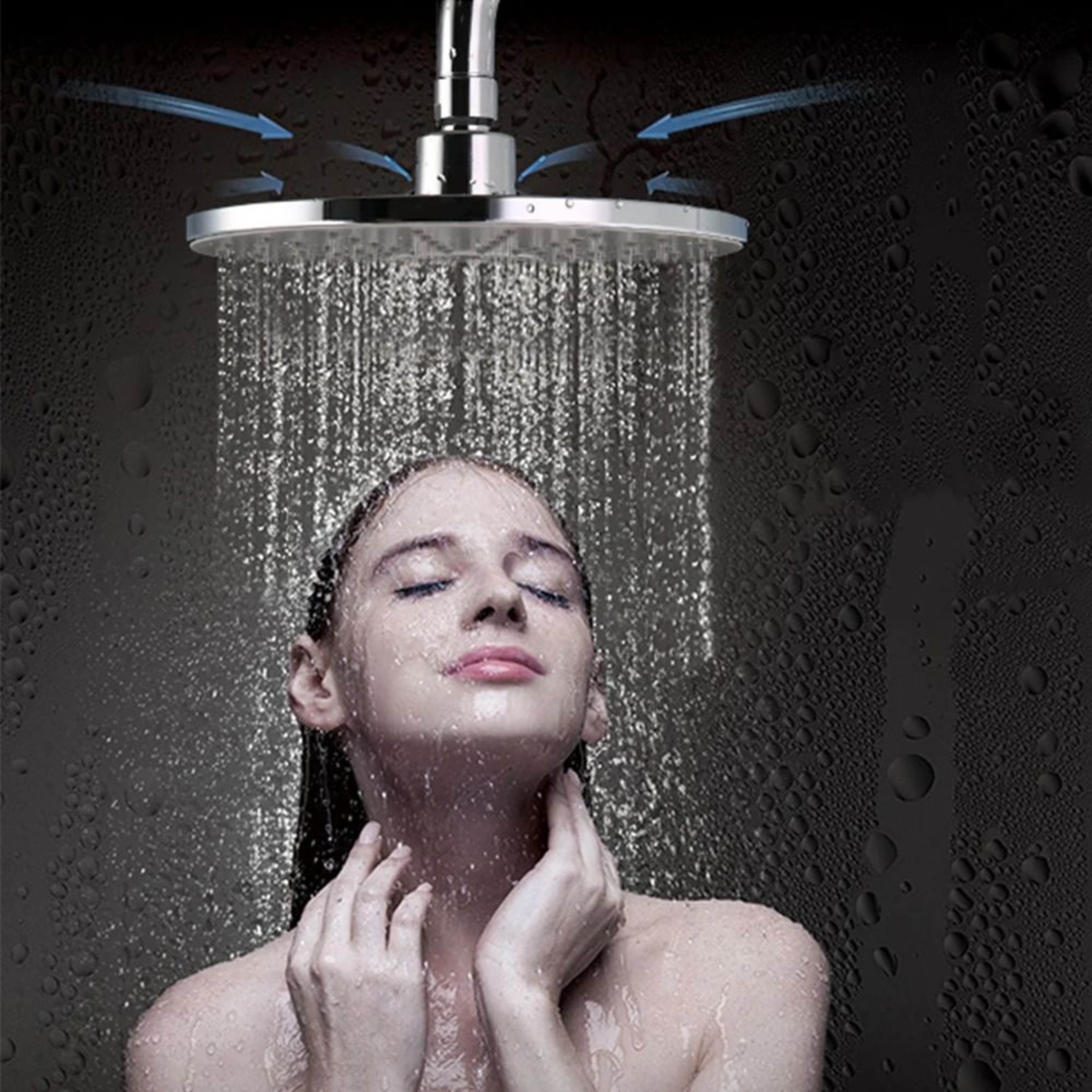 8Inch High Pressure Rain Shower Head Adjustable G12 Polished Chrome Bathroom Showerhead 3