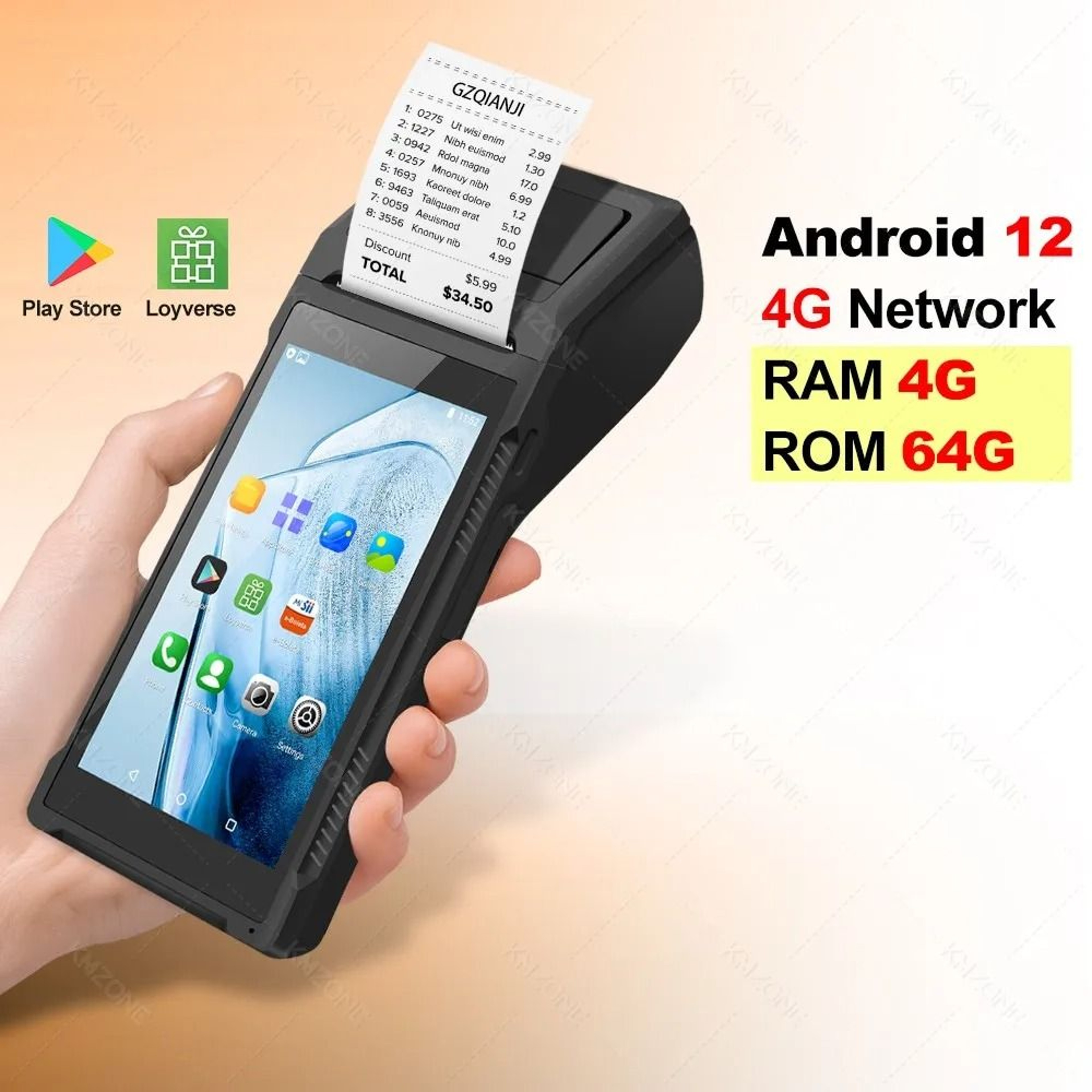 Handheld Android POS Terminal With Barcode Scanner And Receipt Printer 6
