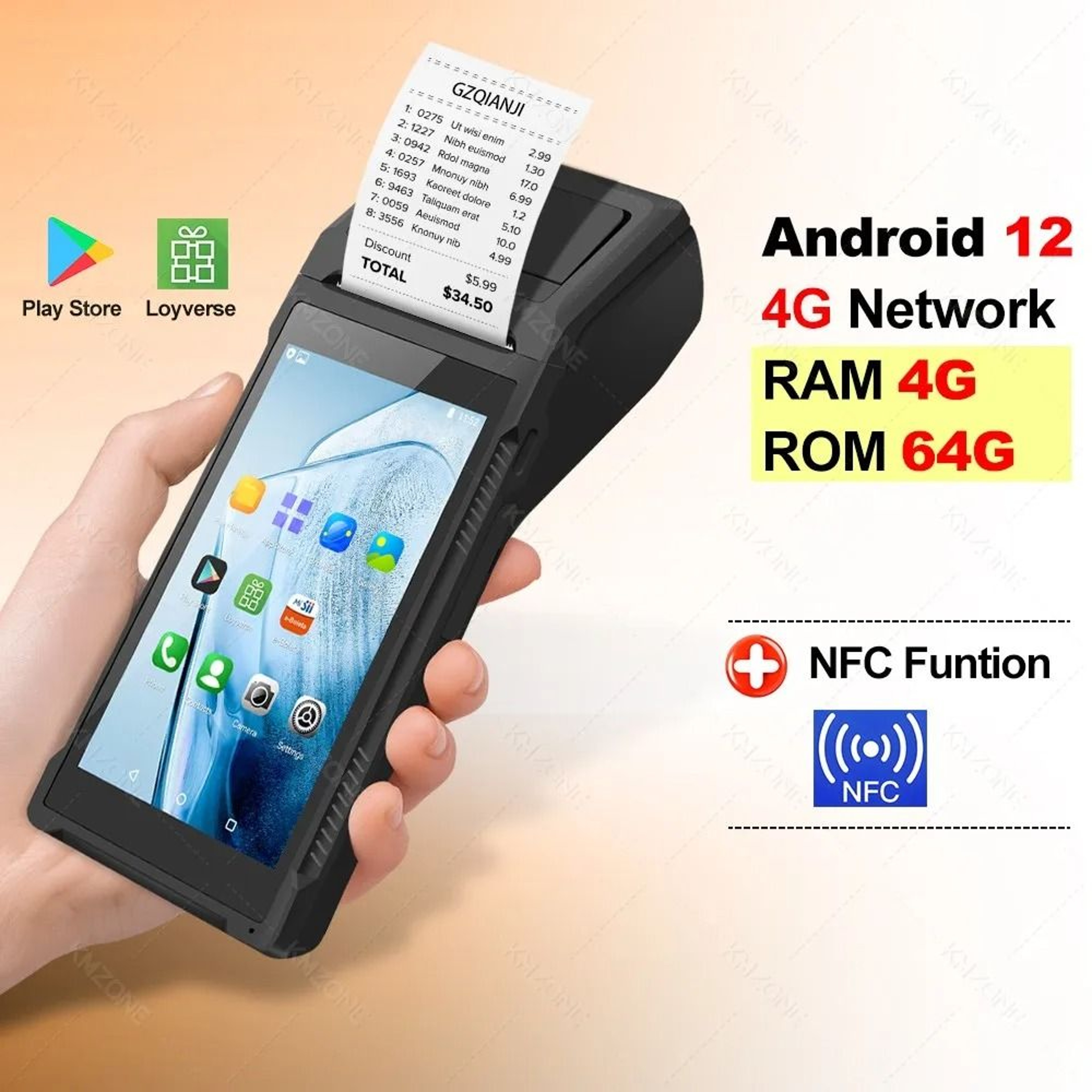 Handheld Android POS Terminal With Barcode Scanner And Receipt Printer 7
