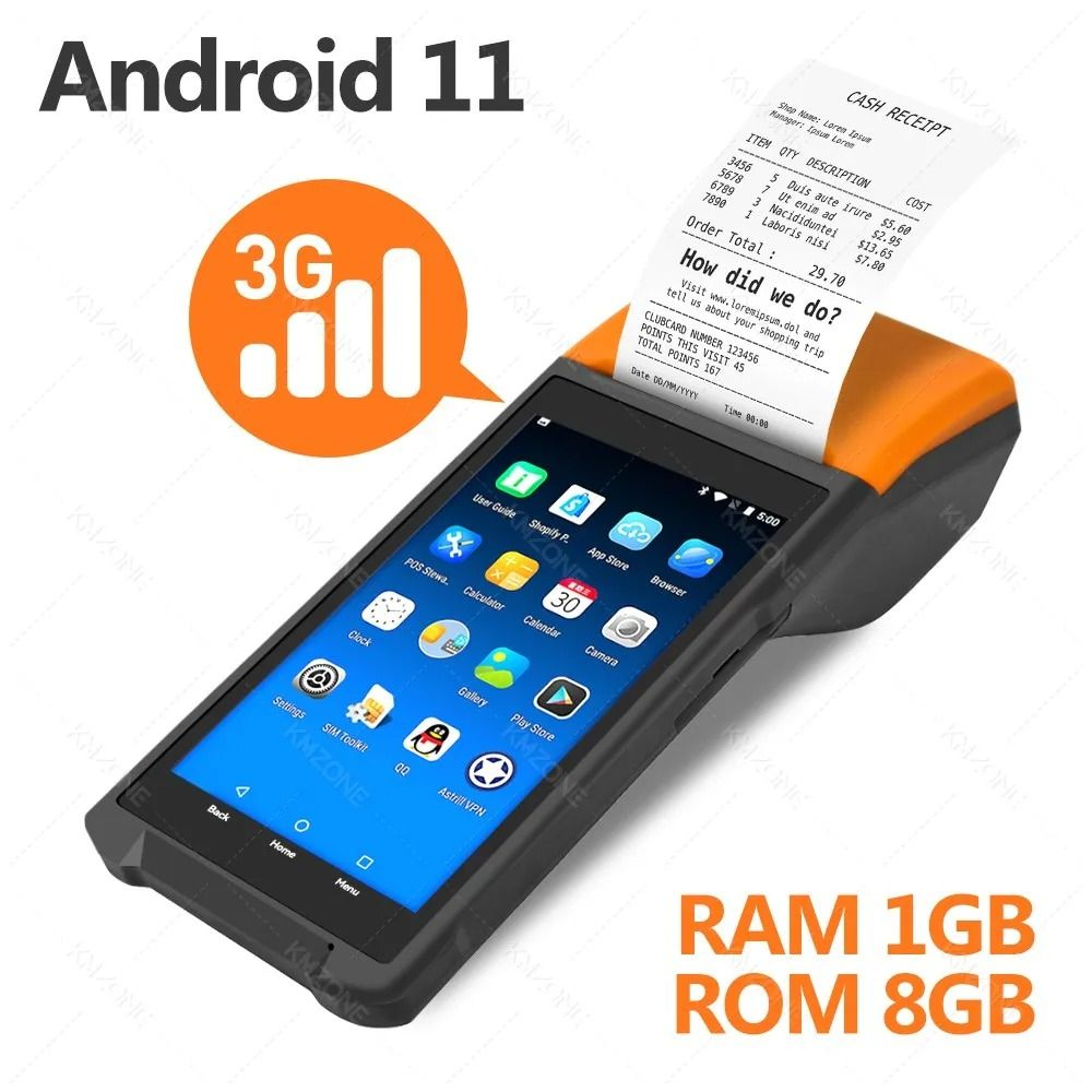 Handheld Android POS Terminal With 58mm Thermal Receipt Printer And US Plug 1