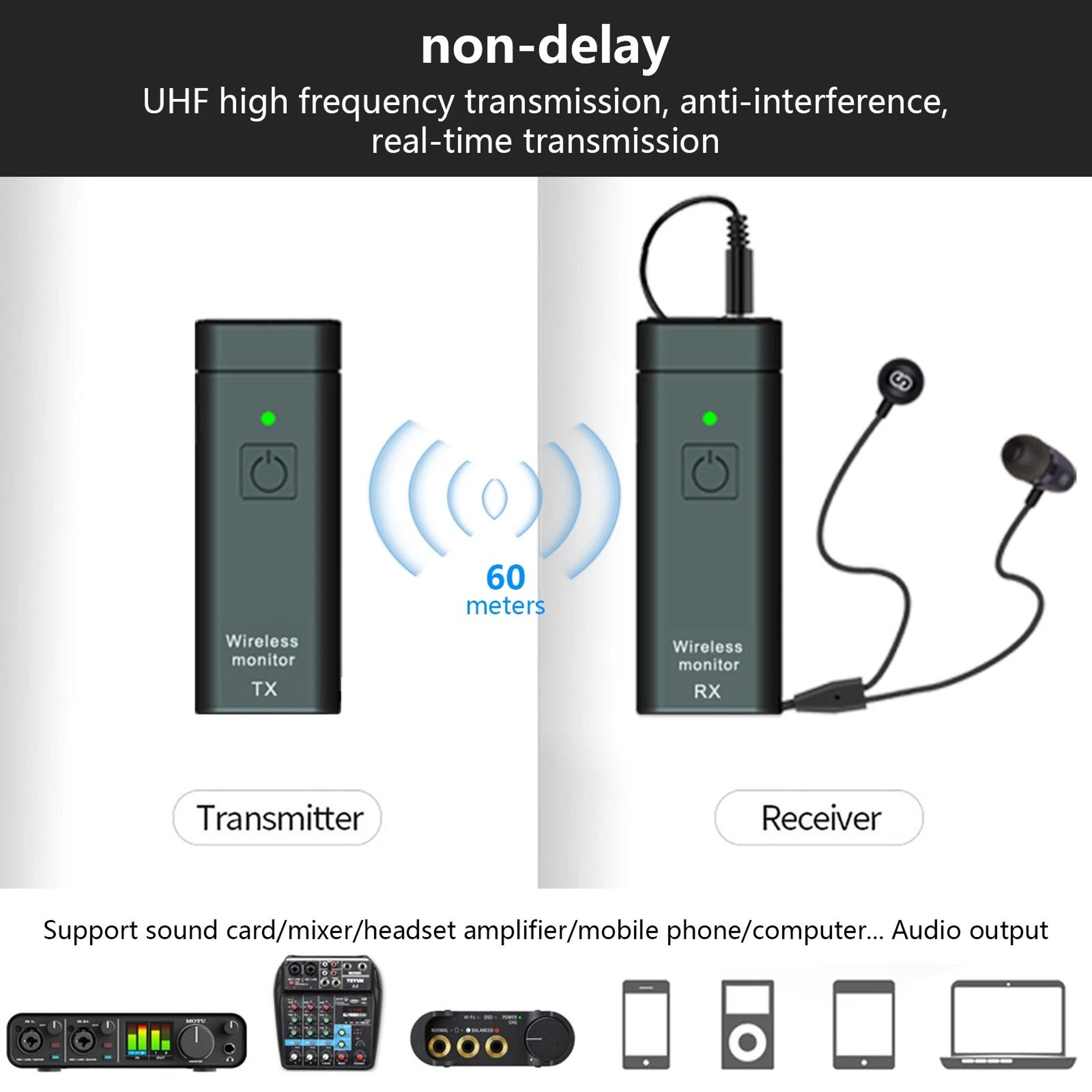 Professional UHF Wireless In Ear Monitor System With Stereo Audio 2