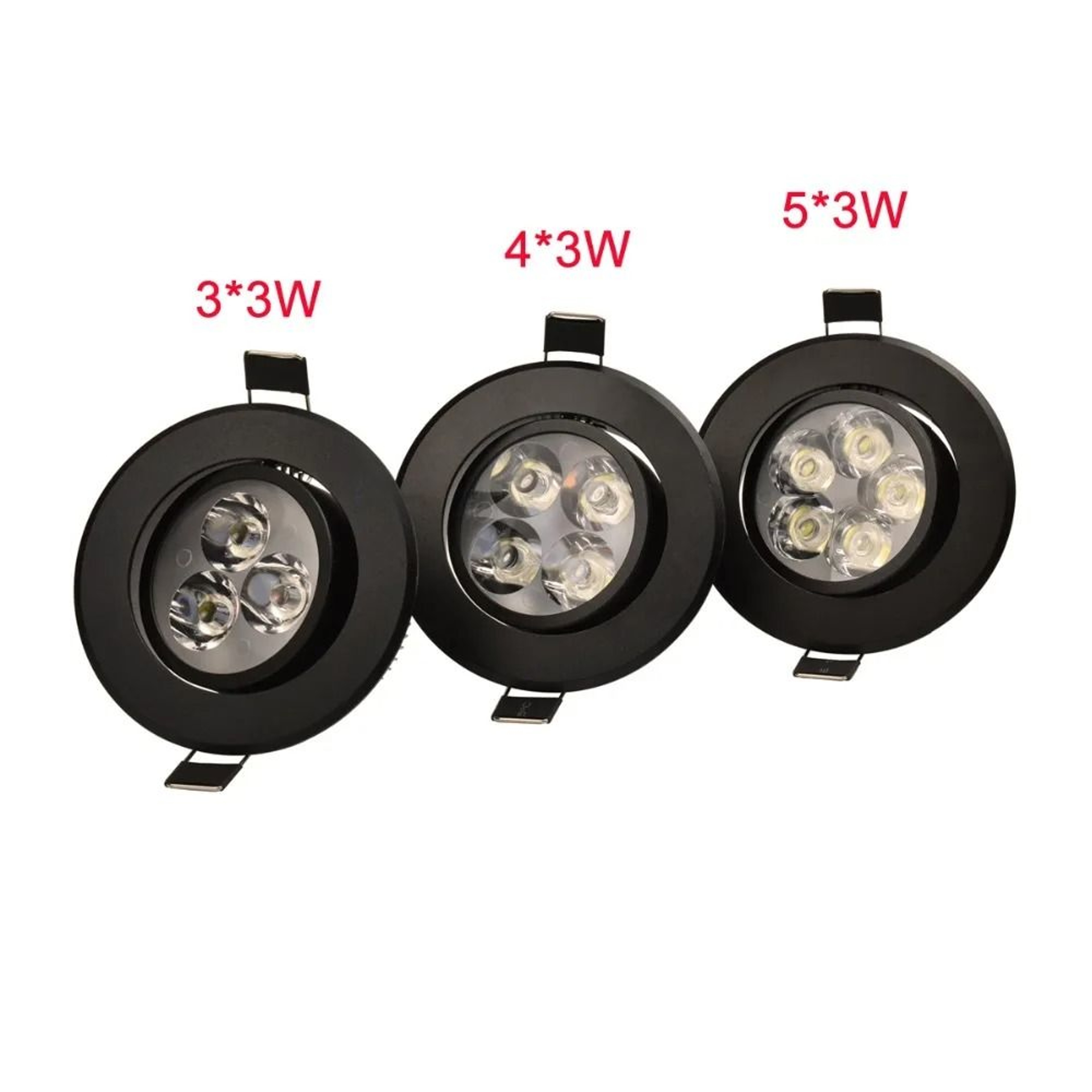 Black Dimmable LED Recessed Downlight 9W 12W 15W 3