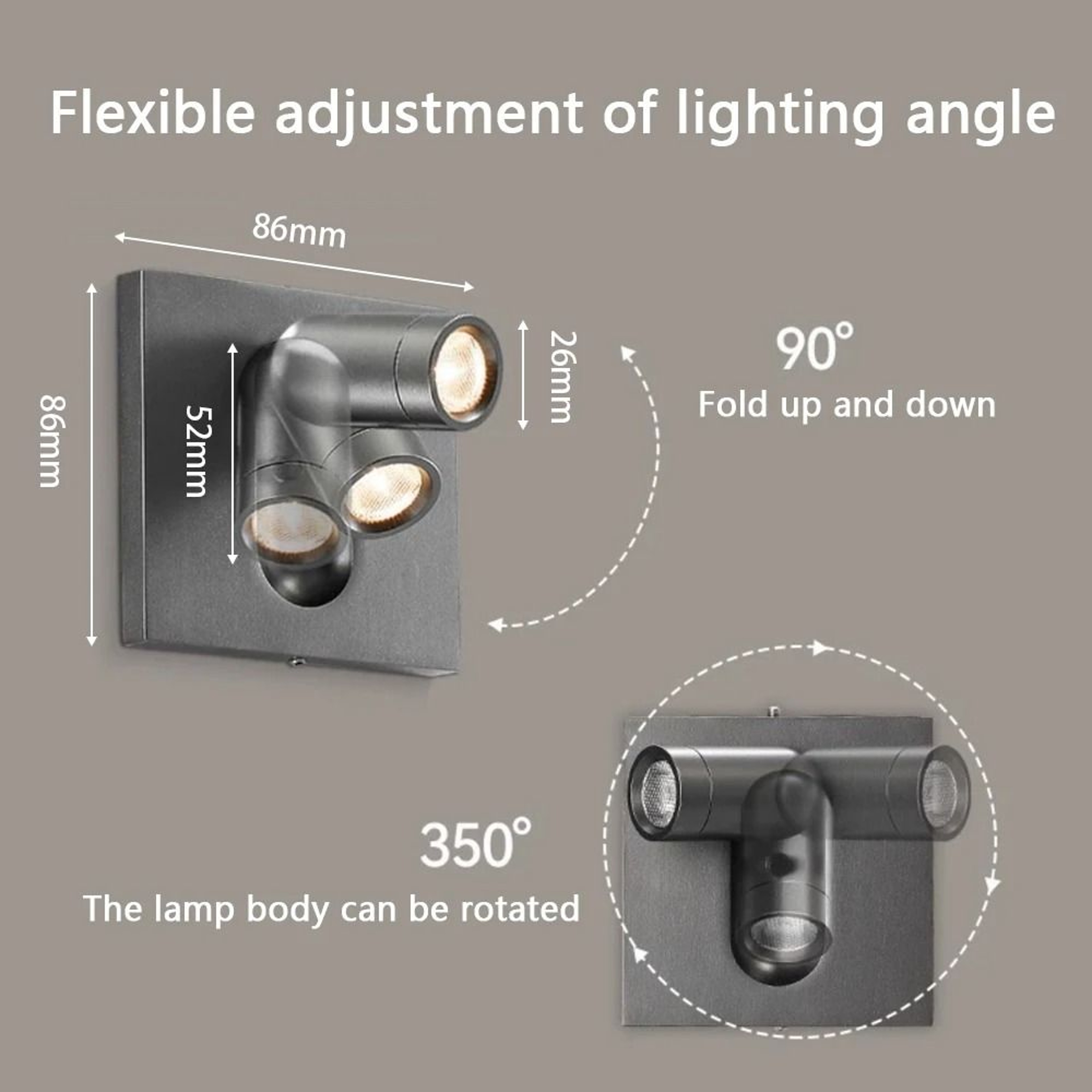 Adjustable Chrome Recessed Bedside Reading Wall Lamp With Switch 9