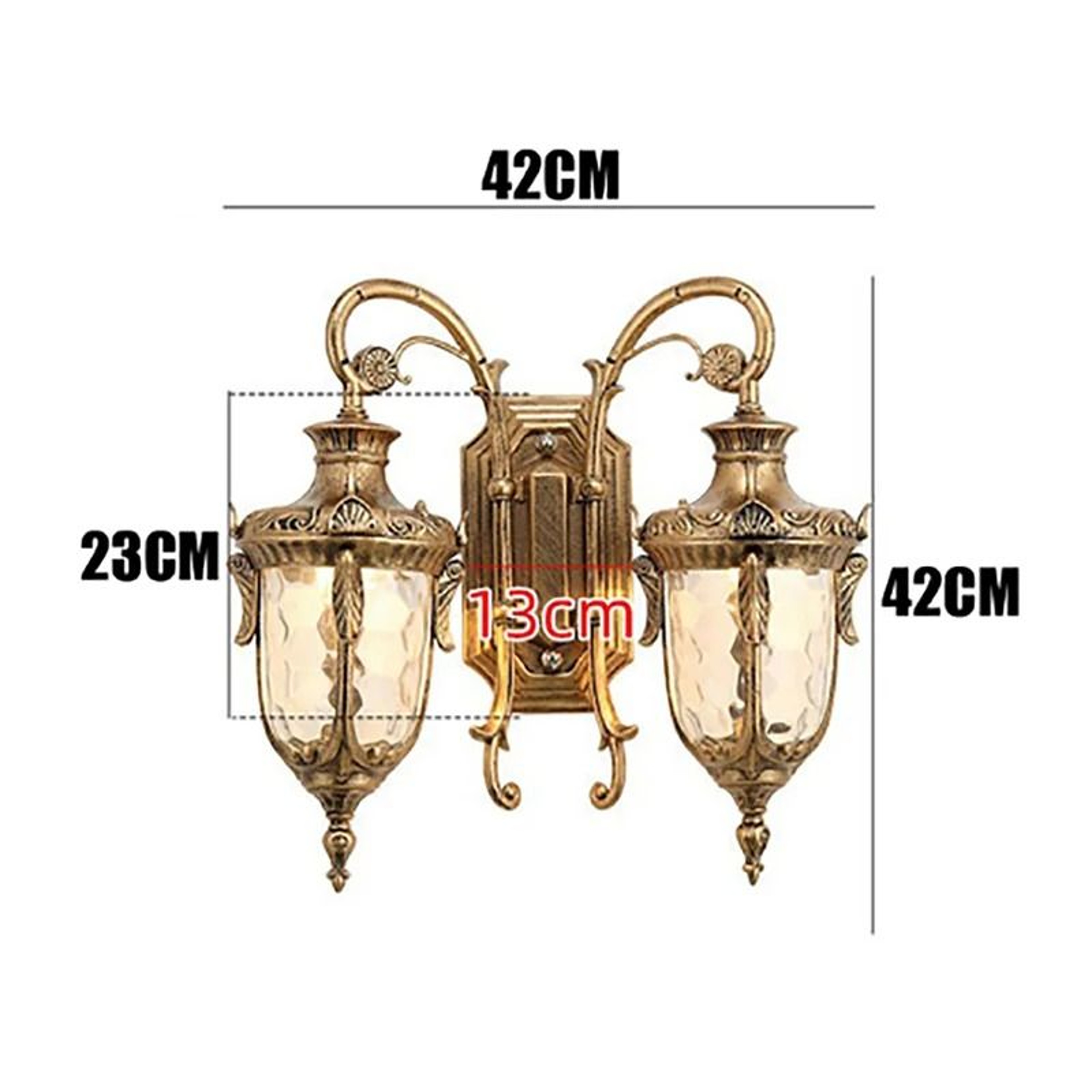 Vintage Bronze Glass Outdoor Wall Sconce With E27 Socket 4