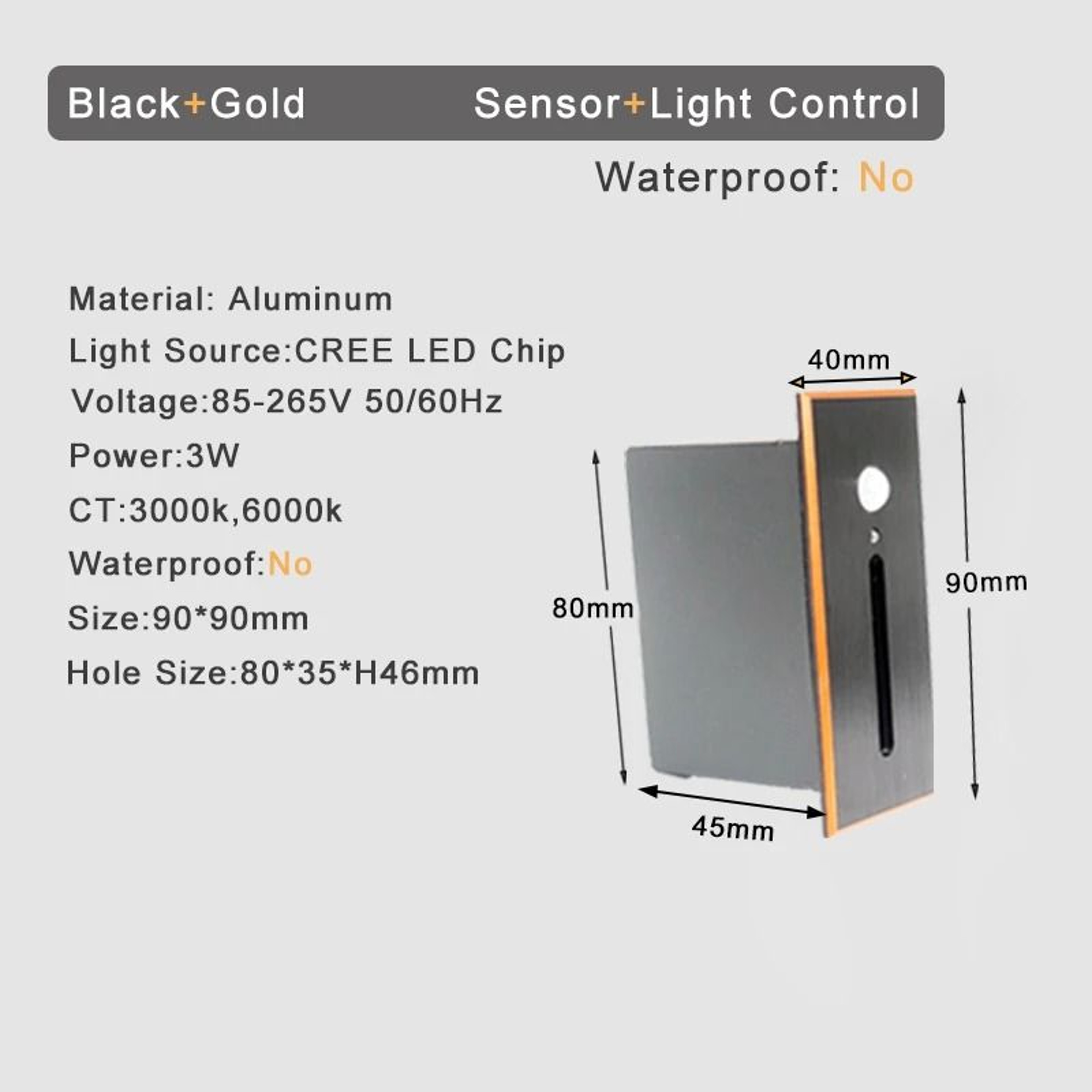3W Recessed LED Motion Sensor Stair Step Light For Indoor Use 1
