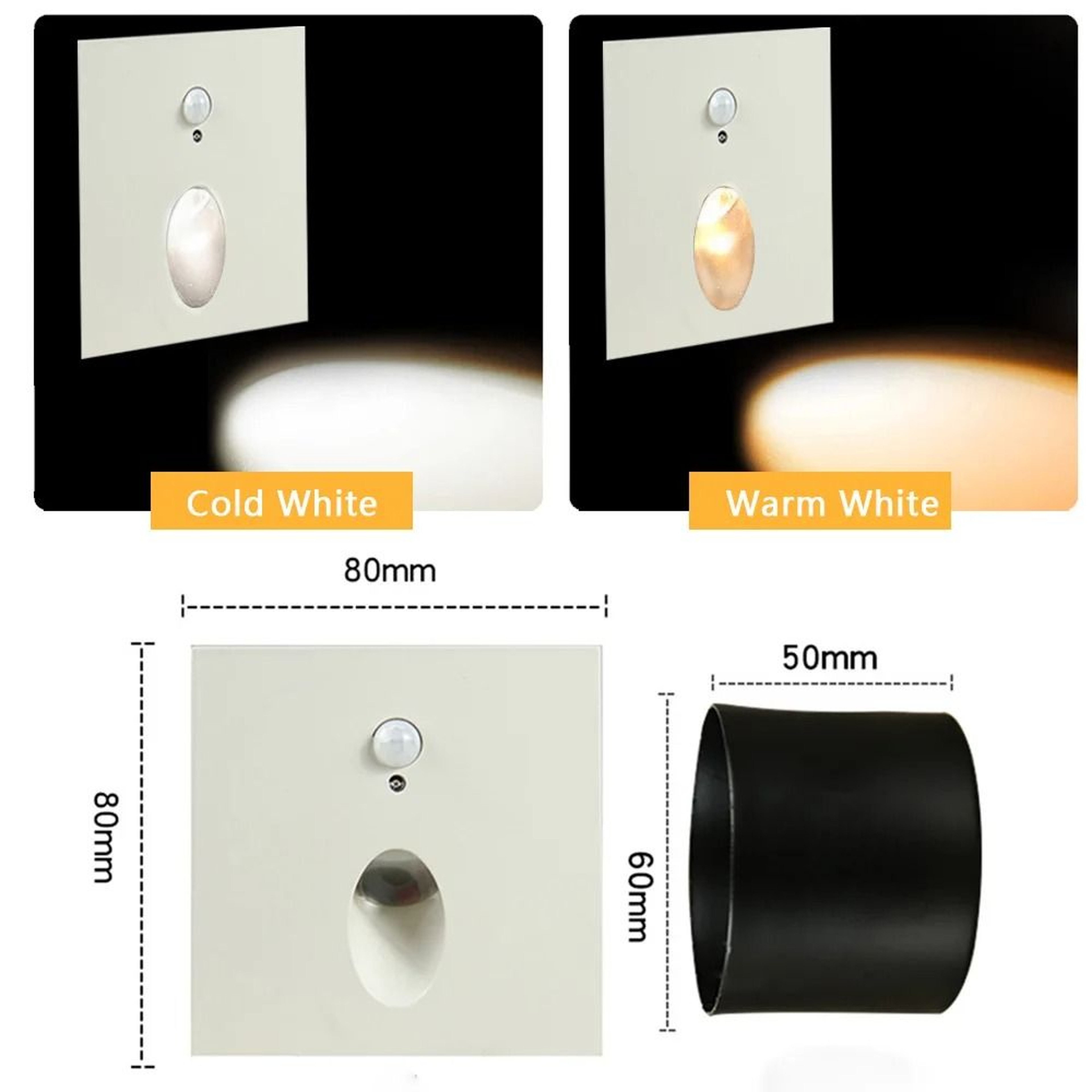 Round Or Square Recessed Motion Sensor LED Stair Light With 60mm Mounting Box 0