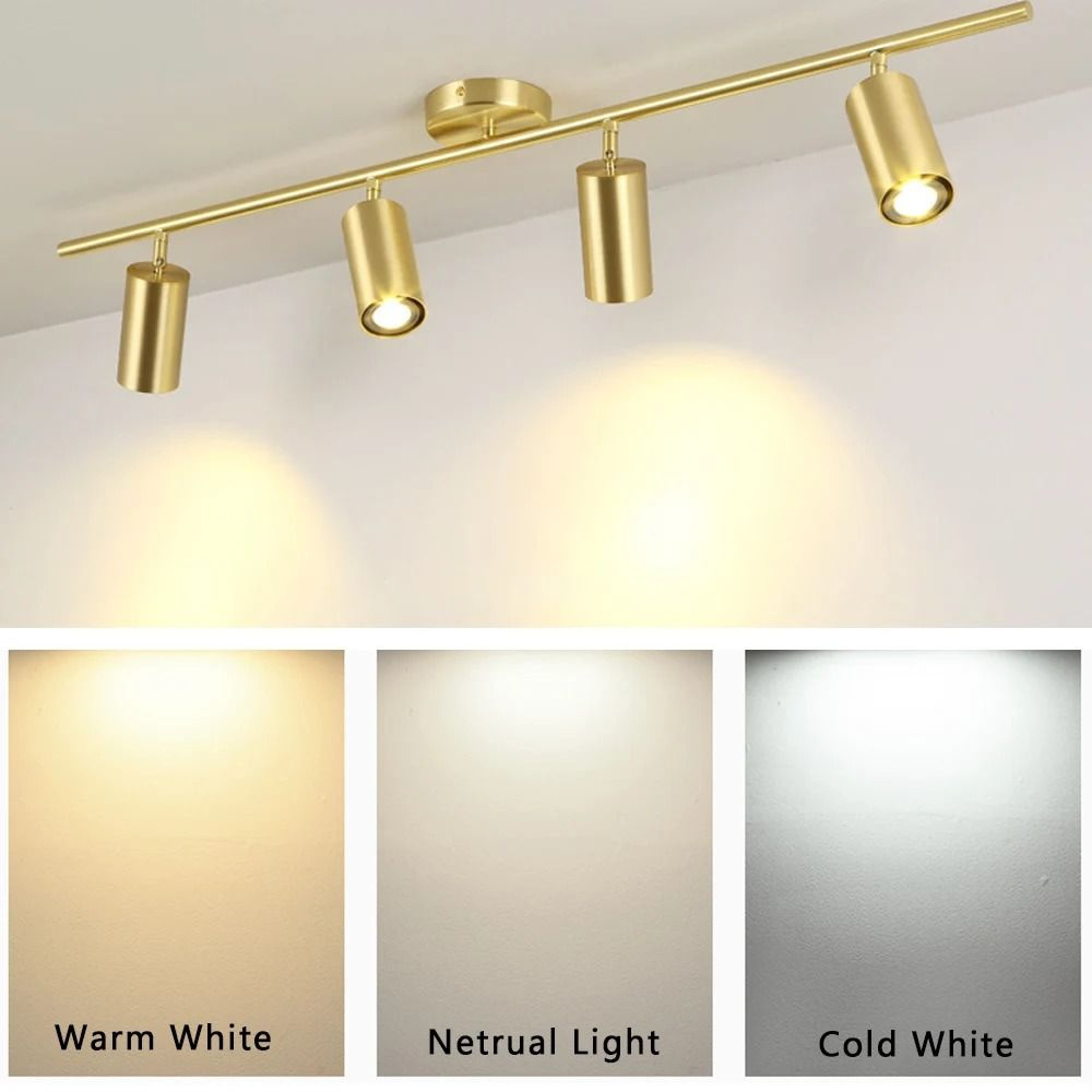 Gold Double Or Triple Head LED Surface Mounted Ceiling Spotlight 0