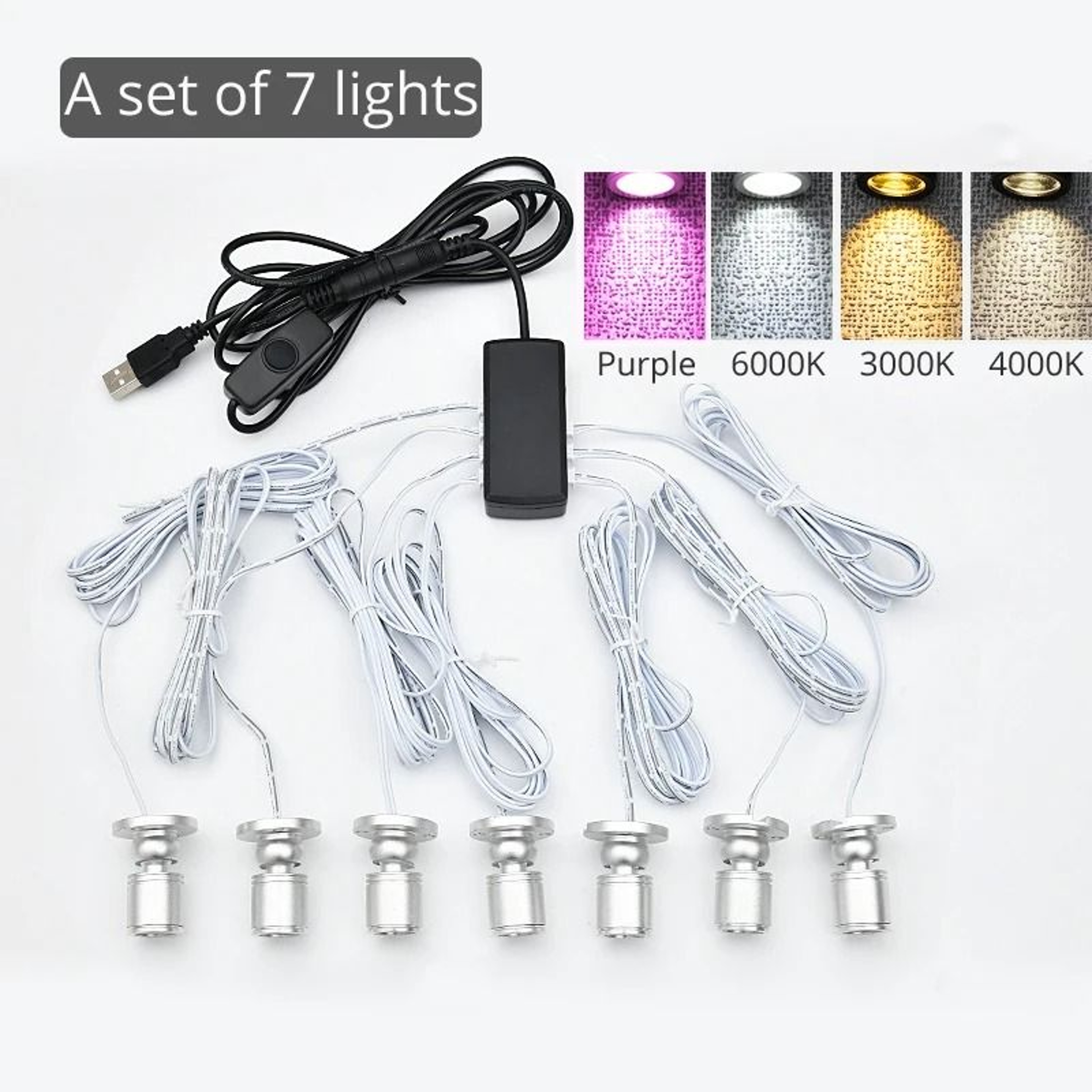 5V USB Mini LED Swivel Spotlights With Dimming Switch For Cabinet And Display Lighting 11
