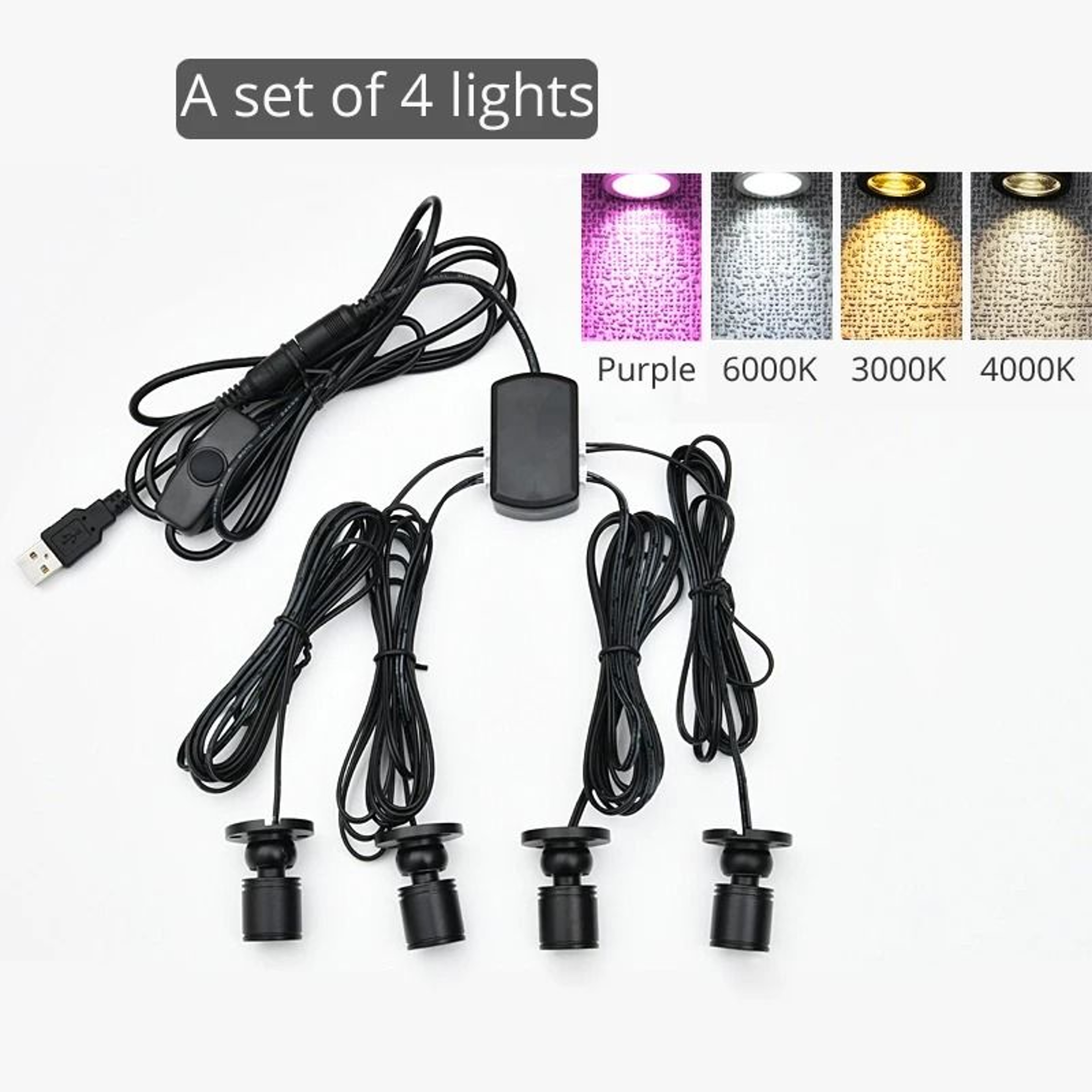 5V USB Mini LED Swivel Spotlights With Dimming Switch For Cabinet And Display Lighting 6