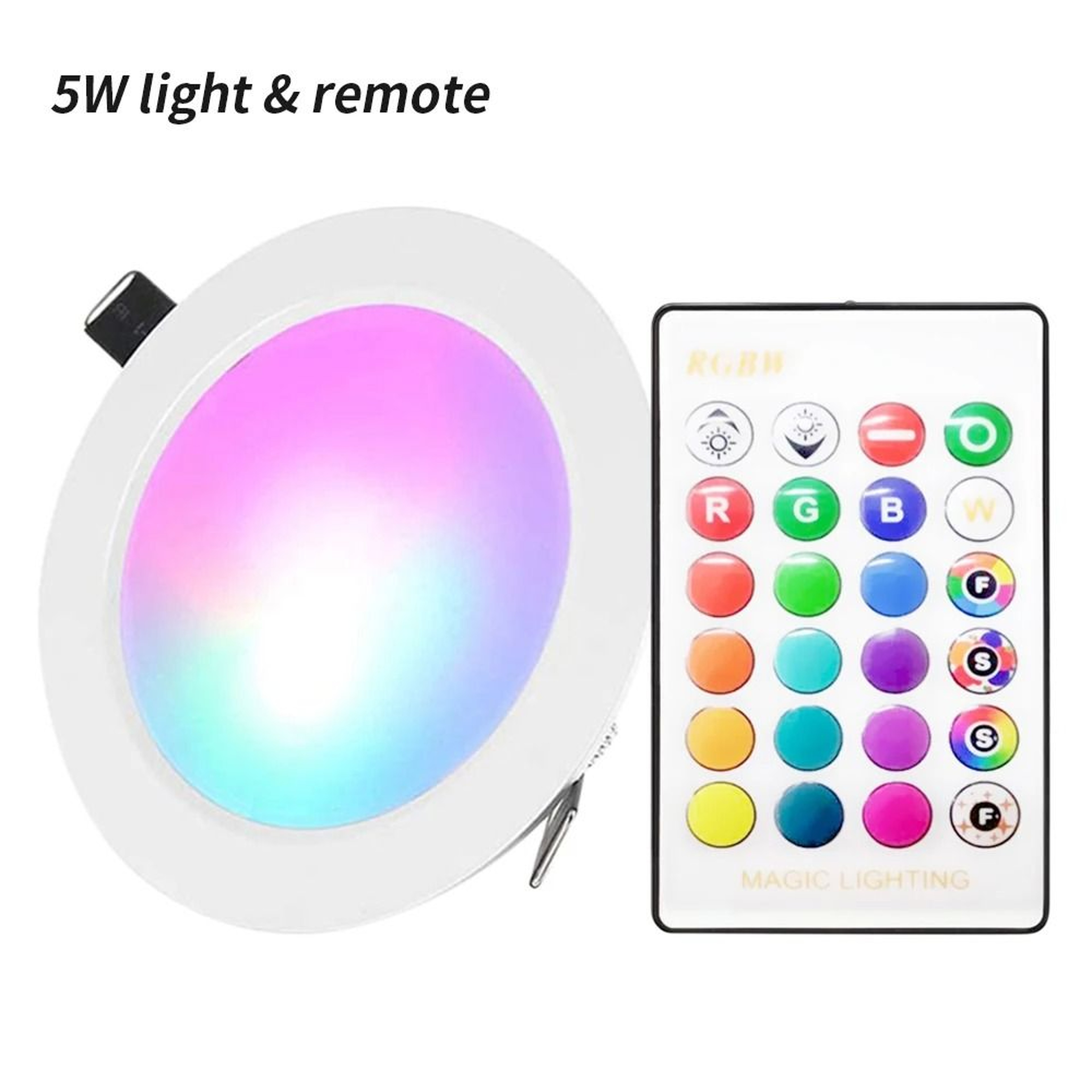12W Dimmable RGBW LED Recessed Ceiling Downlight With Remote Control 1