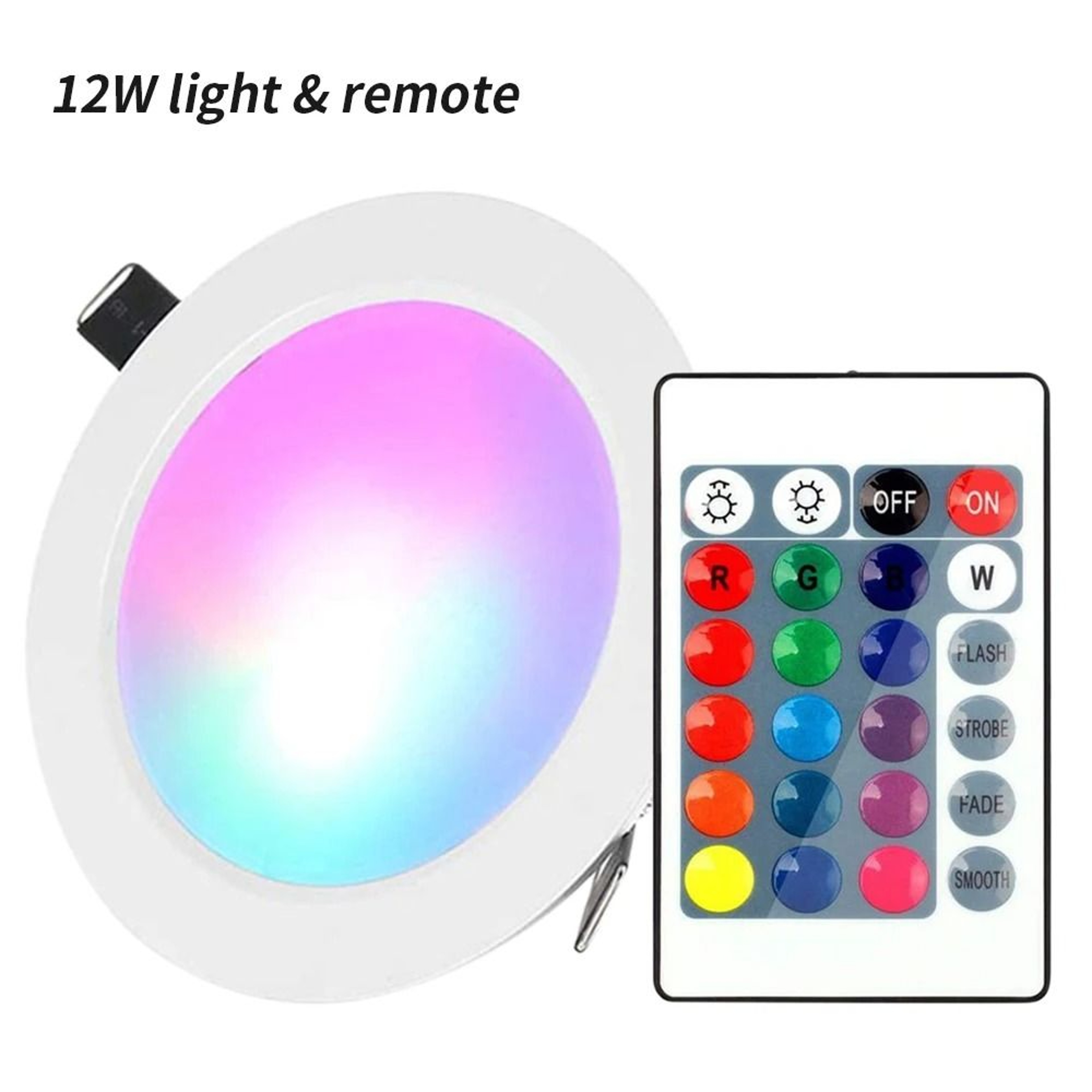 12W Dimmable RGBW LED Recessed Ceiling Downlight With Remote Control 2