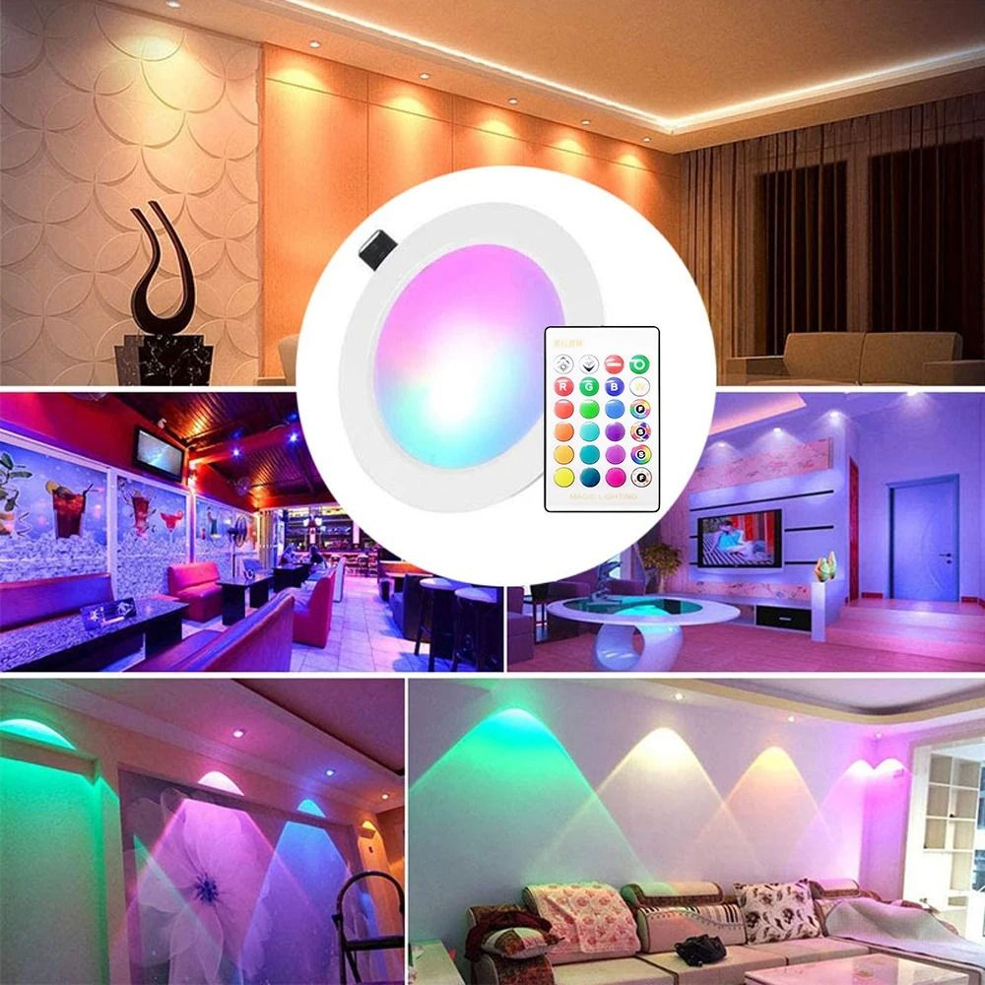 12W Dimmable RGBW LED Recessed Ceiling Downlight With Remote Control 4