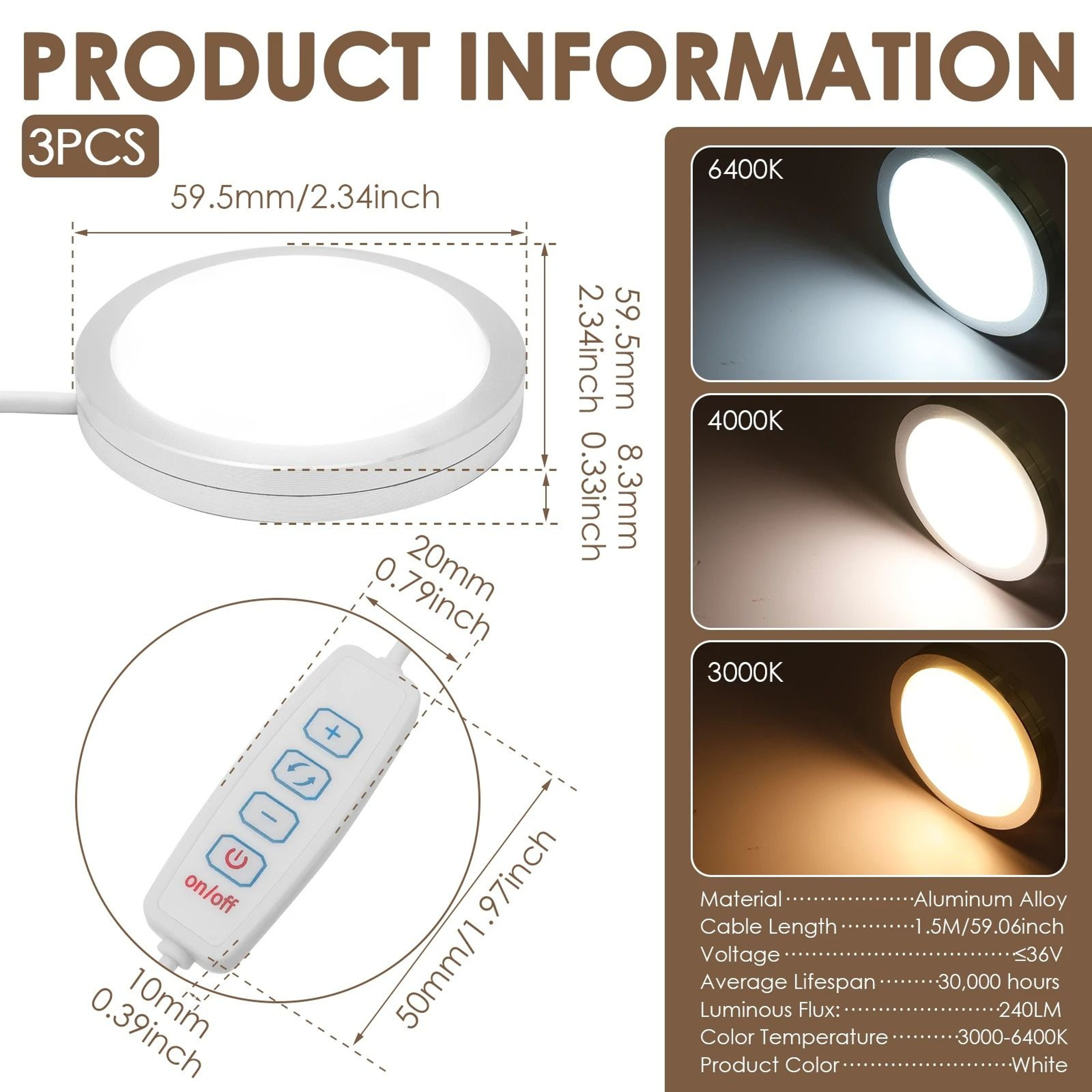 3W 5V LED Lamp Kit 001 For DIY 3D Printed Lighting Projects 1