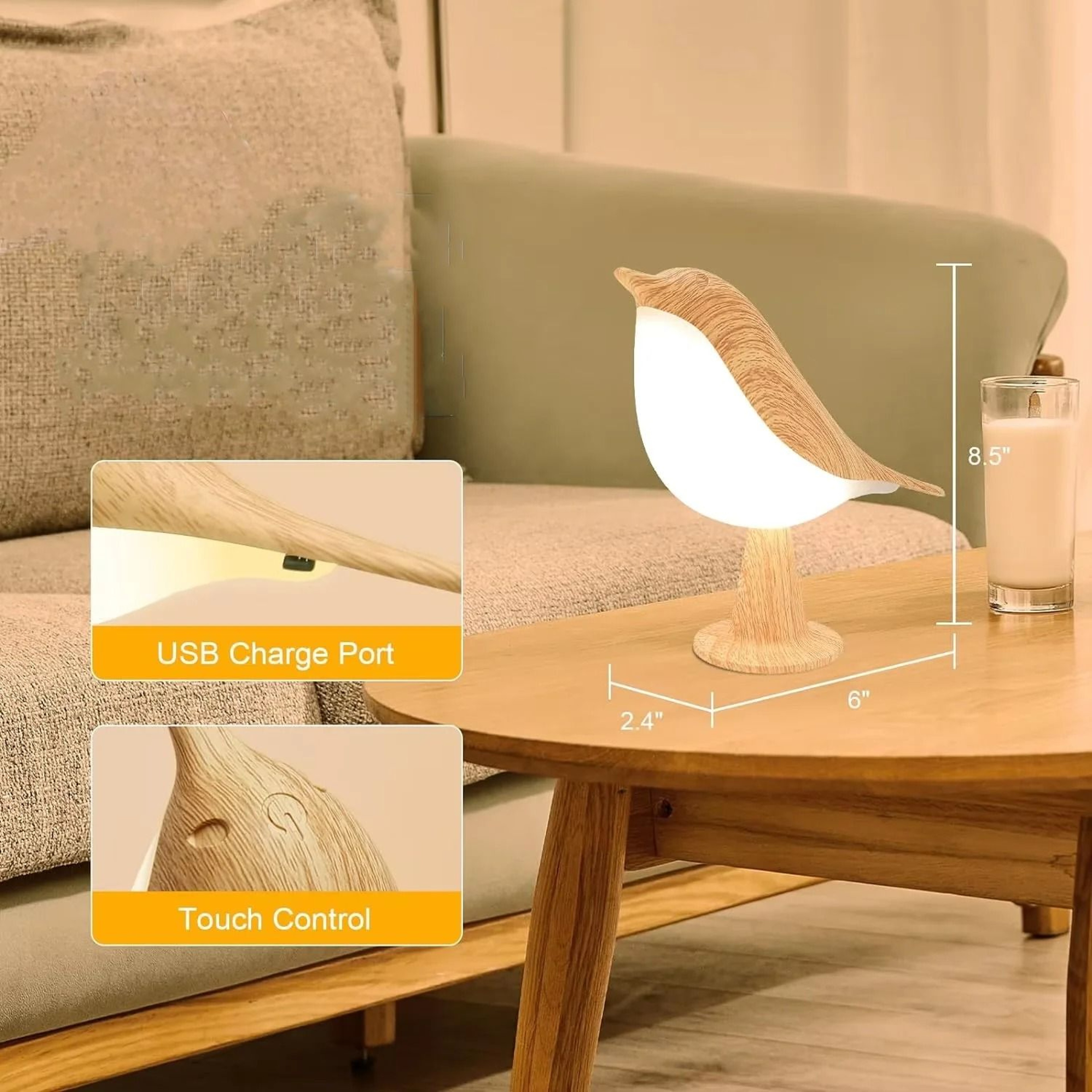 Rechargeable LED Bird Table Lamp With Touch Control And 3Level Dimming 1