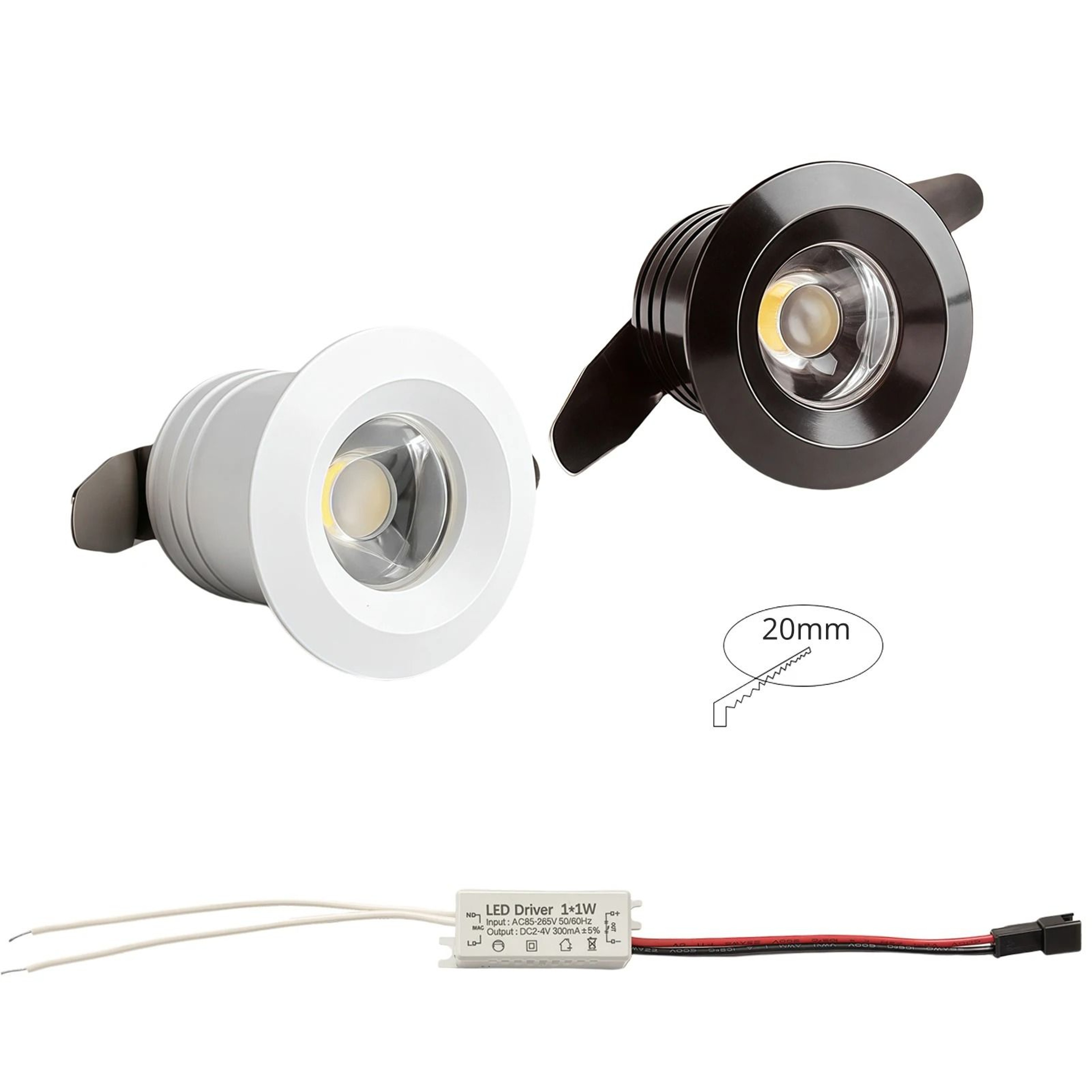 1W Mini LED Recessed Downlight With 20mm Cutout And Dimmable Options 0