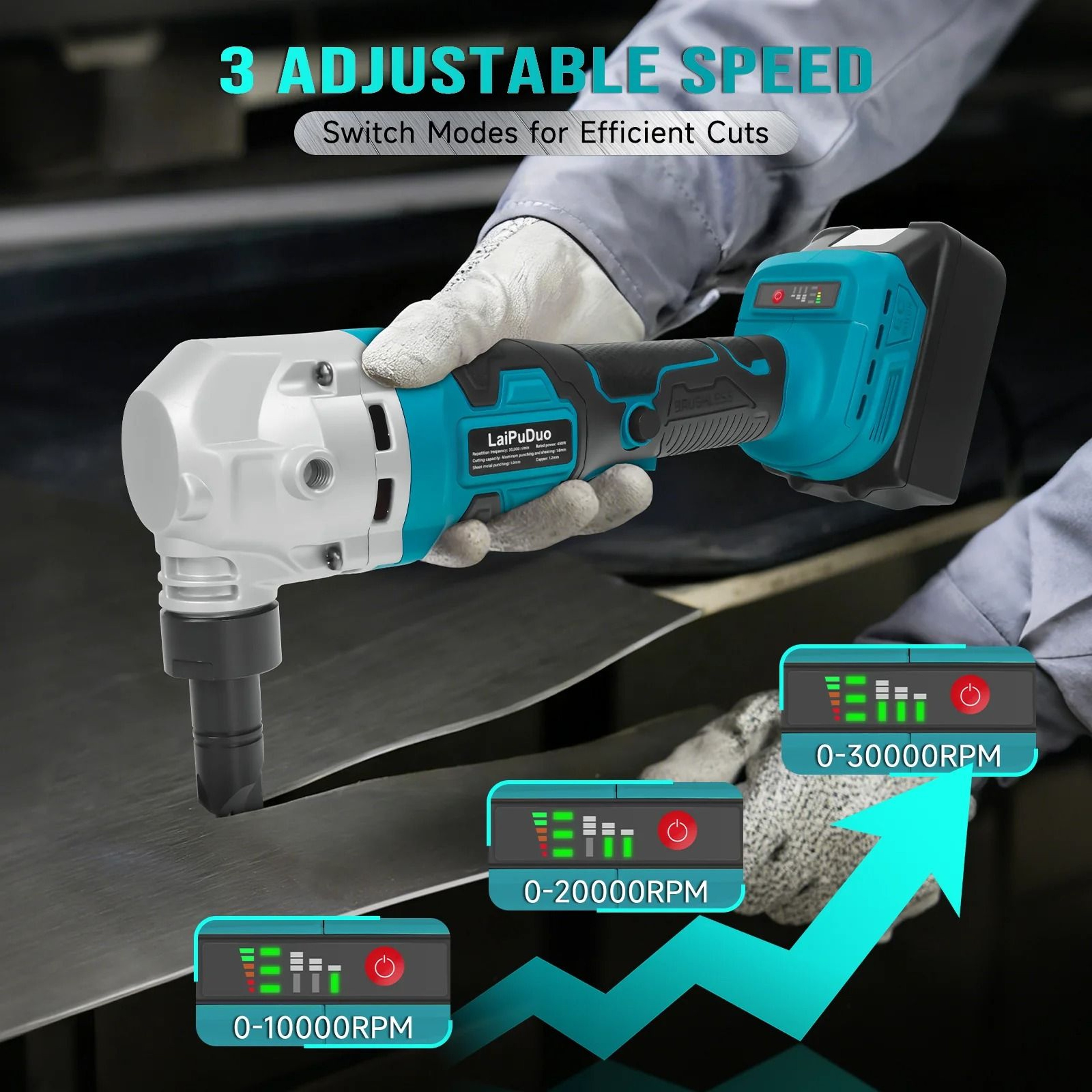 30000RPM Brushless Cordless Metal Nibbler With 3Speed Control For Makita 18V Batteries 5