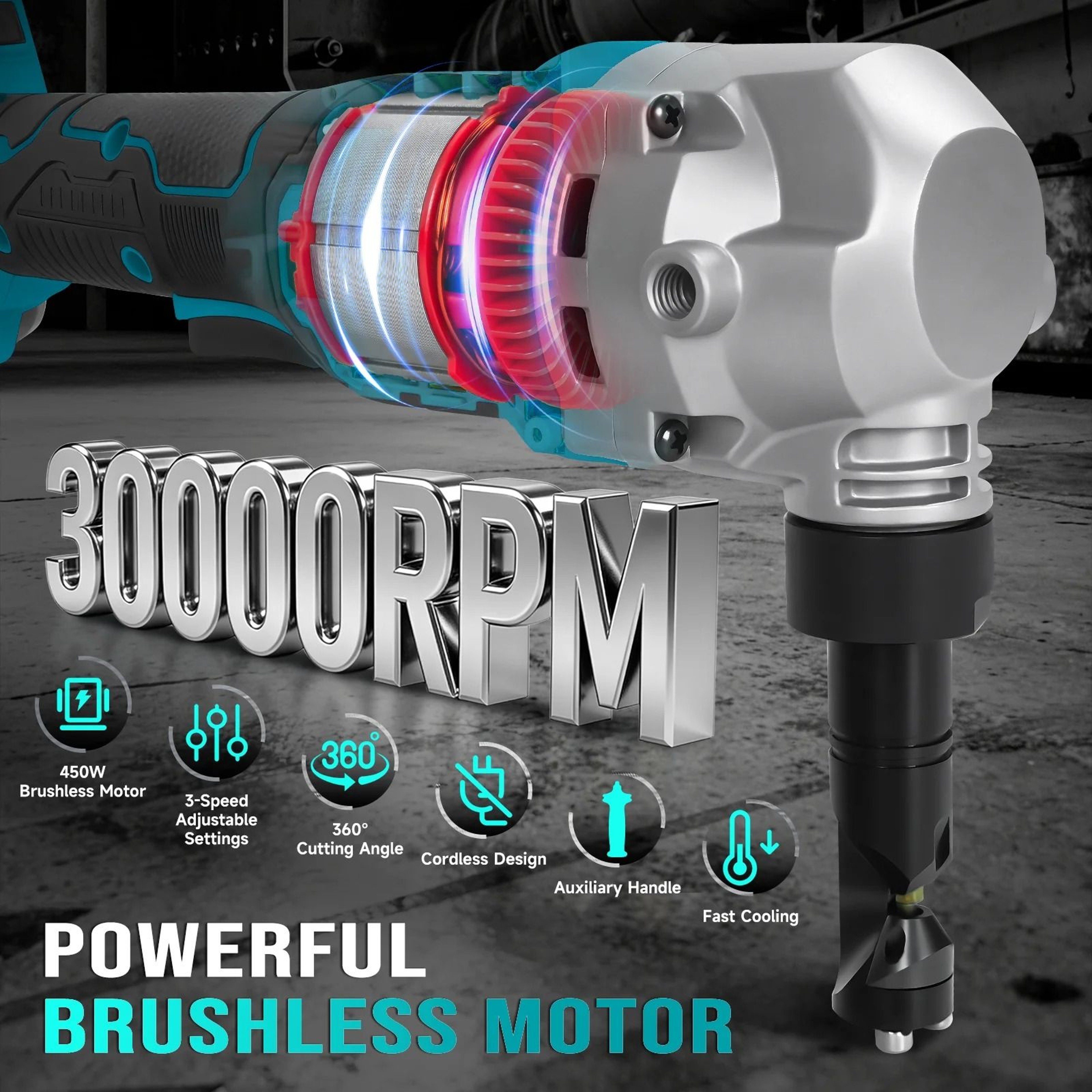 30000RPM Brushless Cordless Metal Nibbler With 3Speed Control For Makita 18V Batteries 6