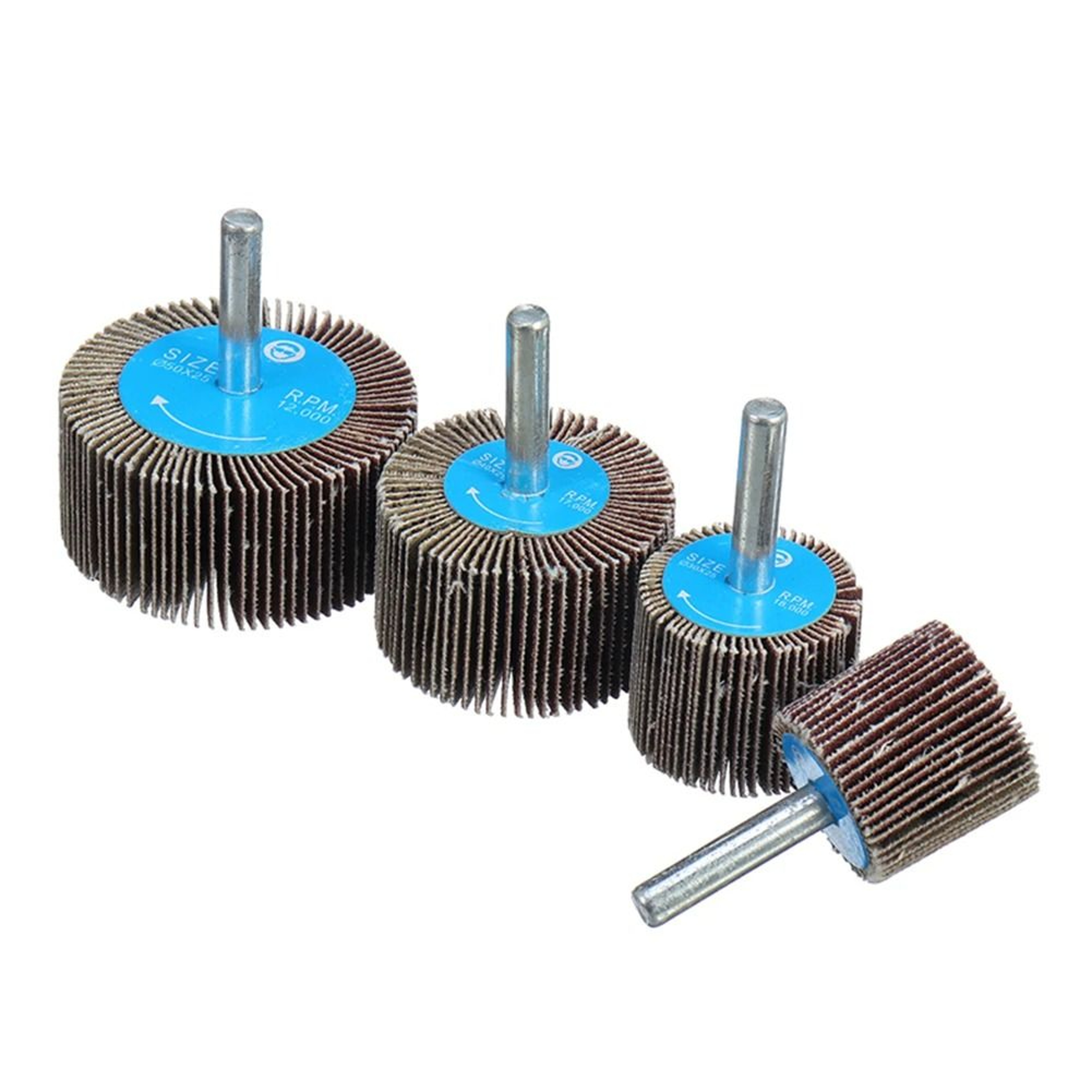 4Piece 80 Grit Emery Cloth Sanding Flap Wheel Set With 6mm Shank 2