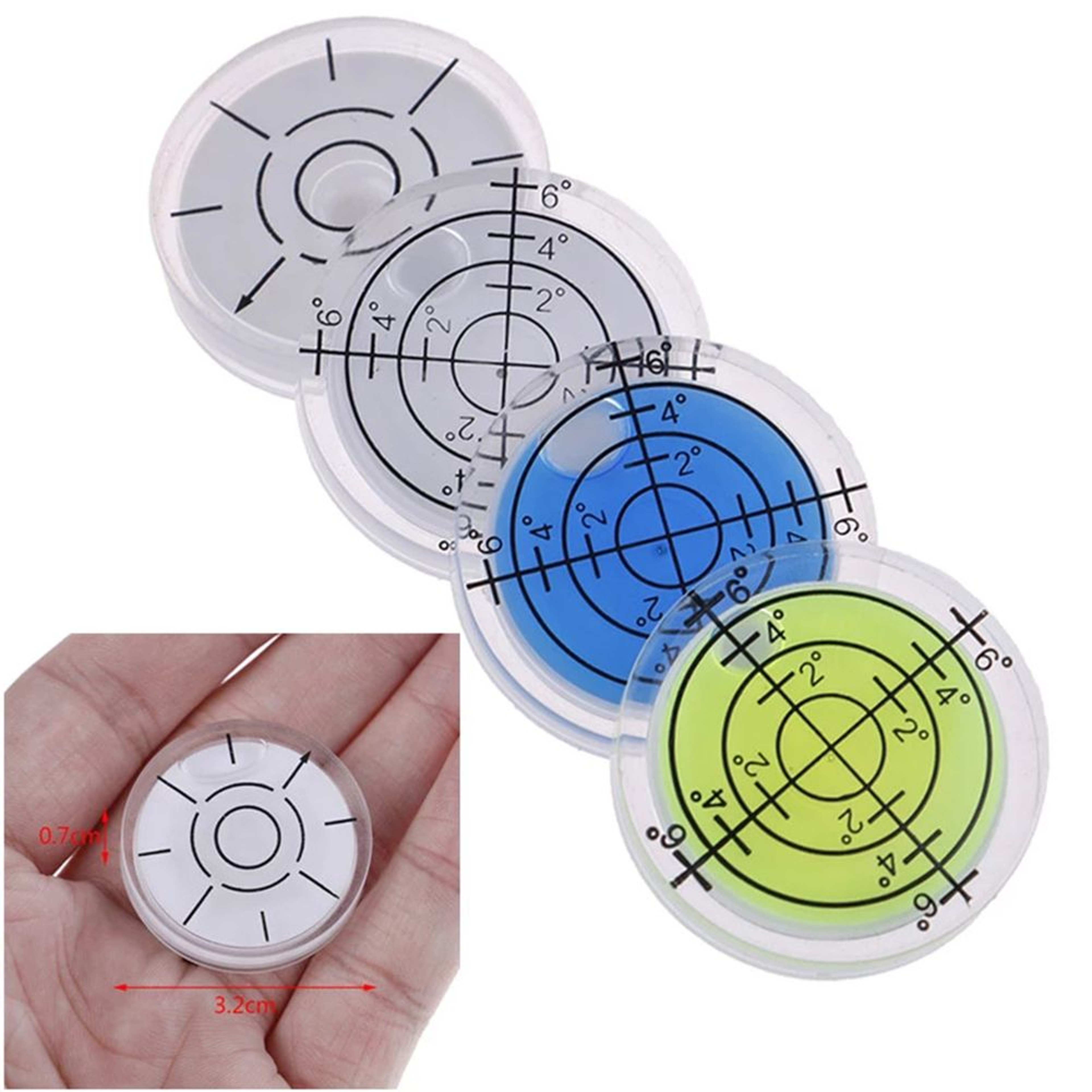 32mm Round Acrylic Bubble Spirit Level For Horizontal Surface Alignment 0