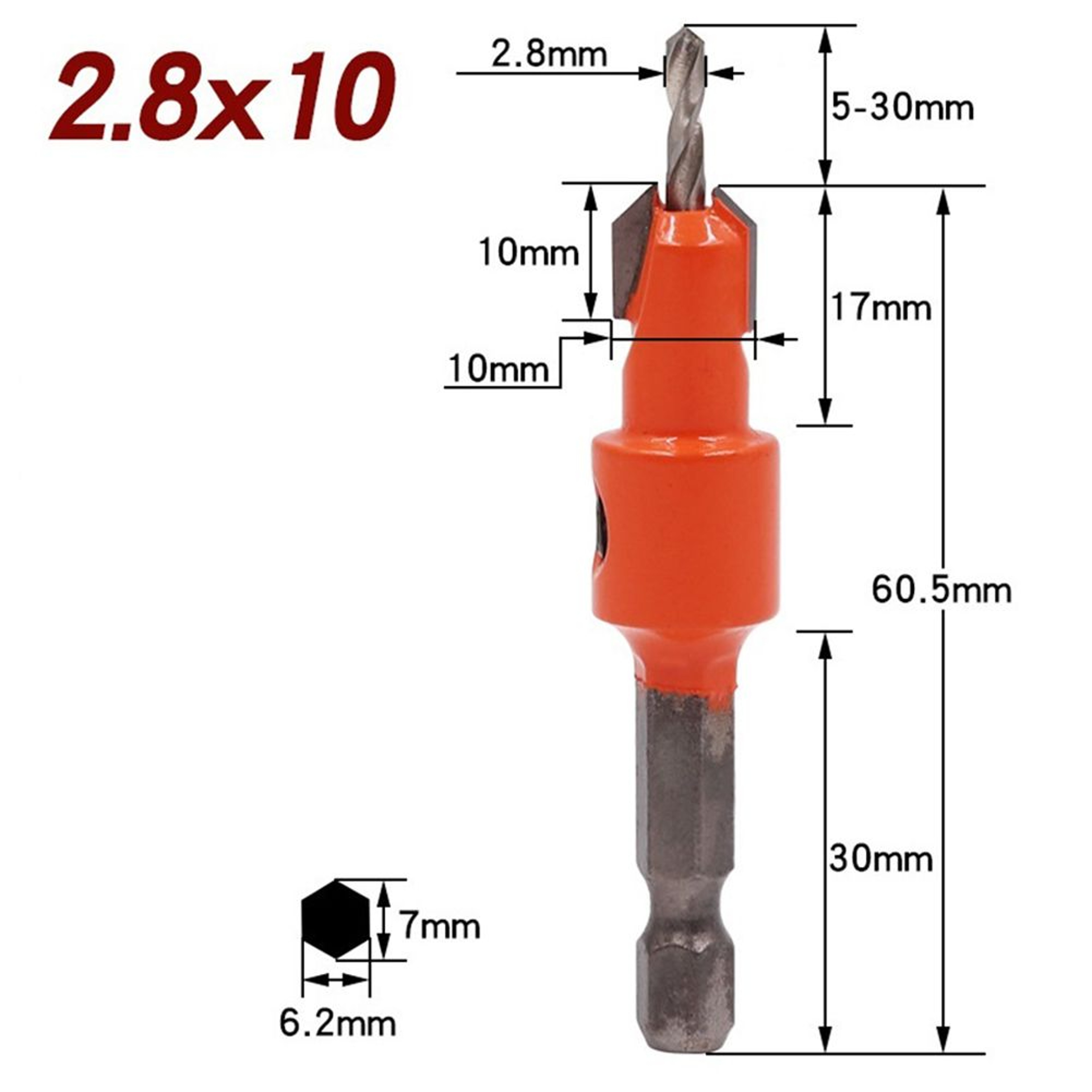 8mm 10mm Hex Shank Countersink Drill Bit For Woodworking And Screw Holes 2