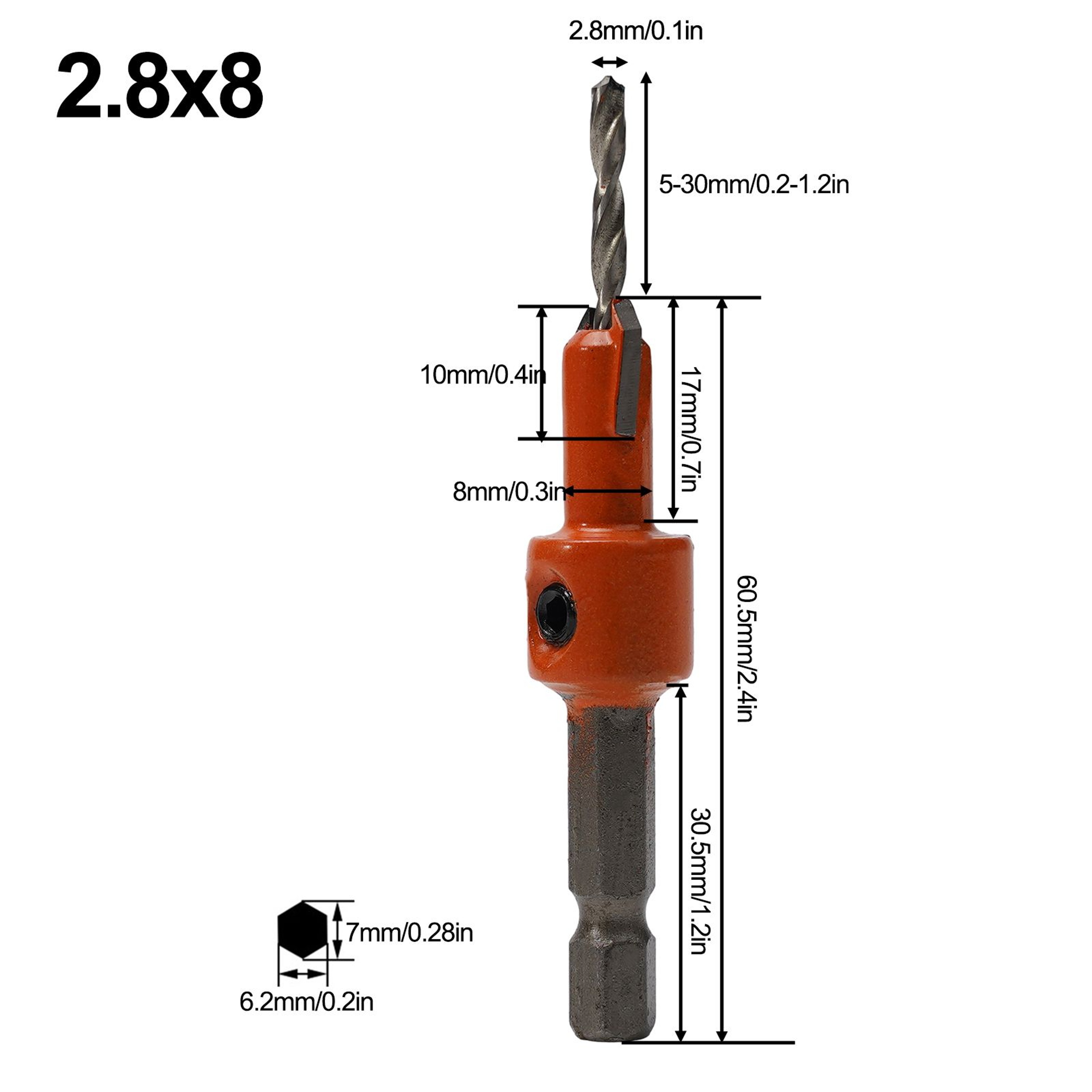 8mm 10mm Hex Shank Countersink Drill Bit For Woodworking And Screw Holes 7