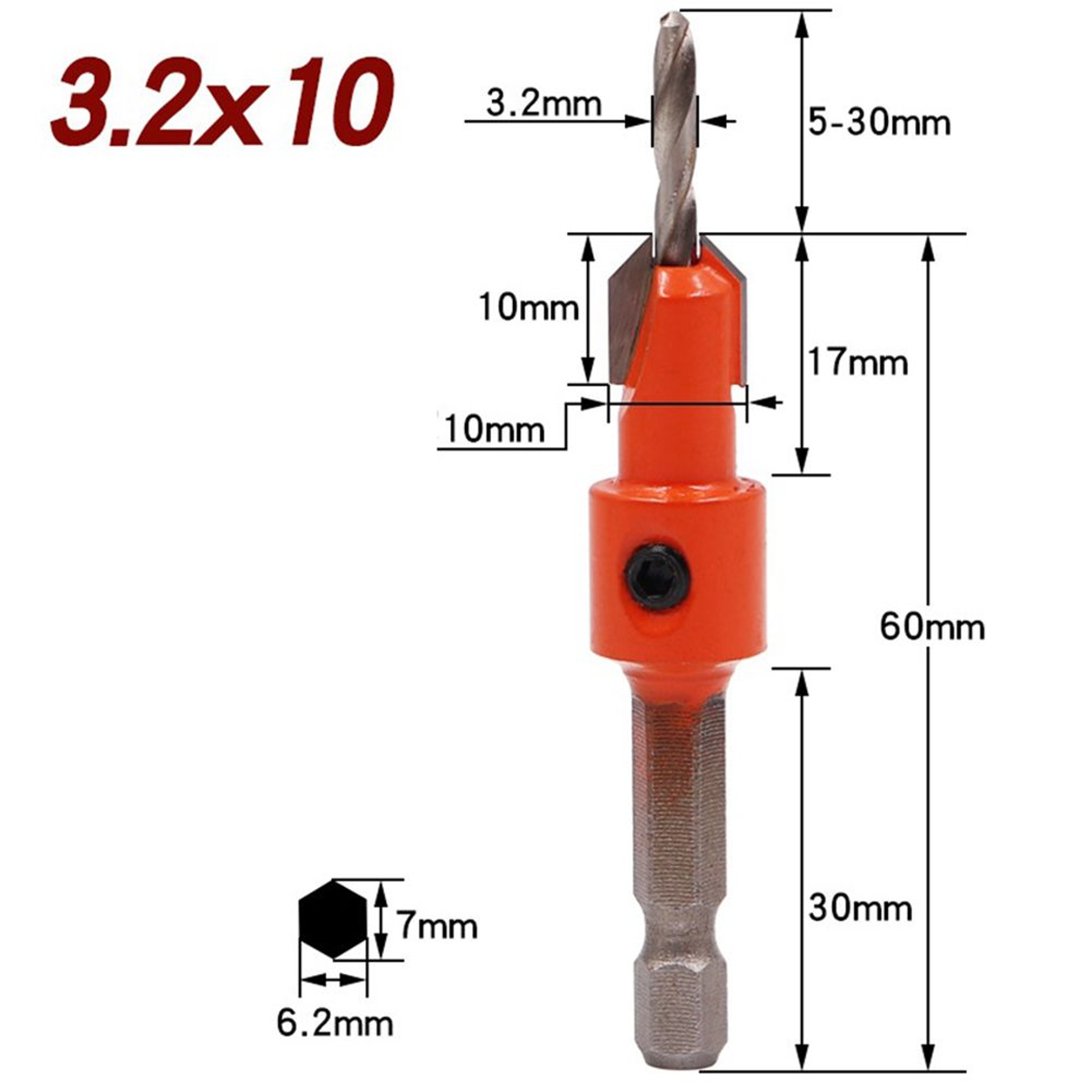 8mm 10mm Hex Shank Countersink Drill Bit For Woodworking And Screw Holes 6