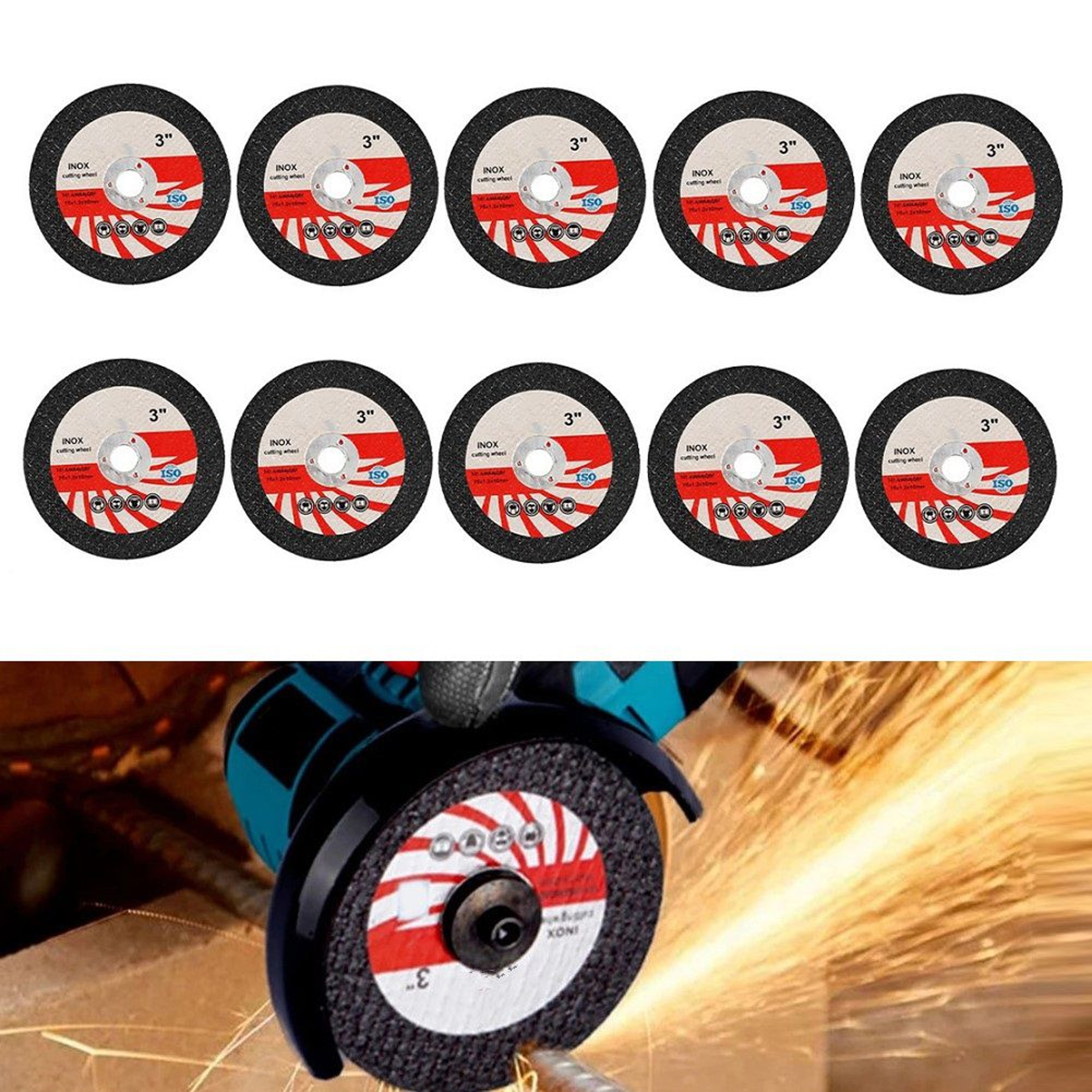 10Piece 75mm Resin Cutting Disc Set For Angle Grinders 0
