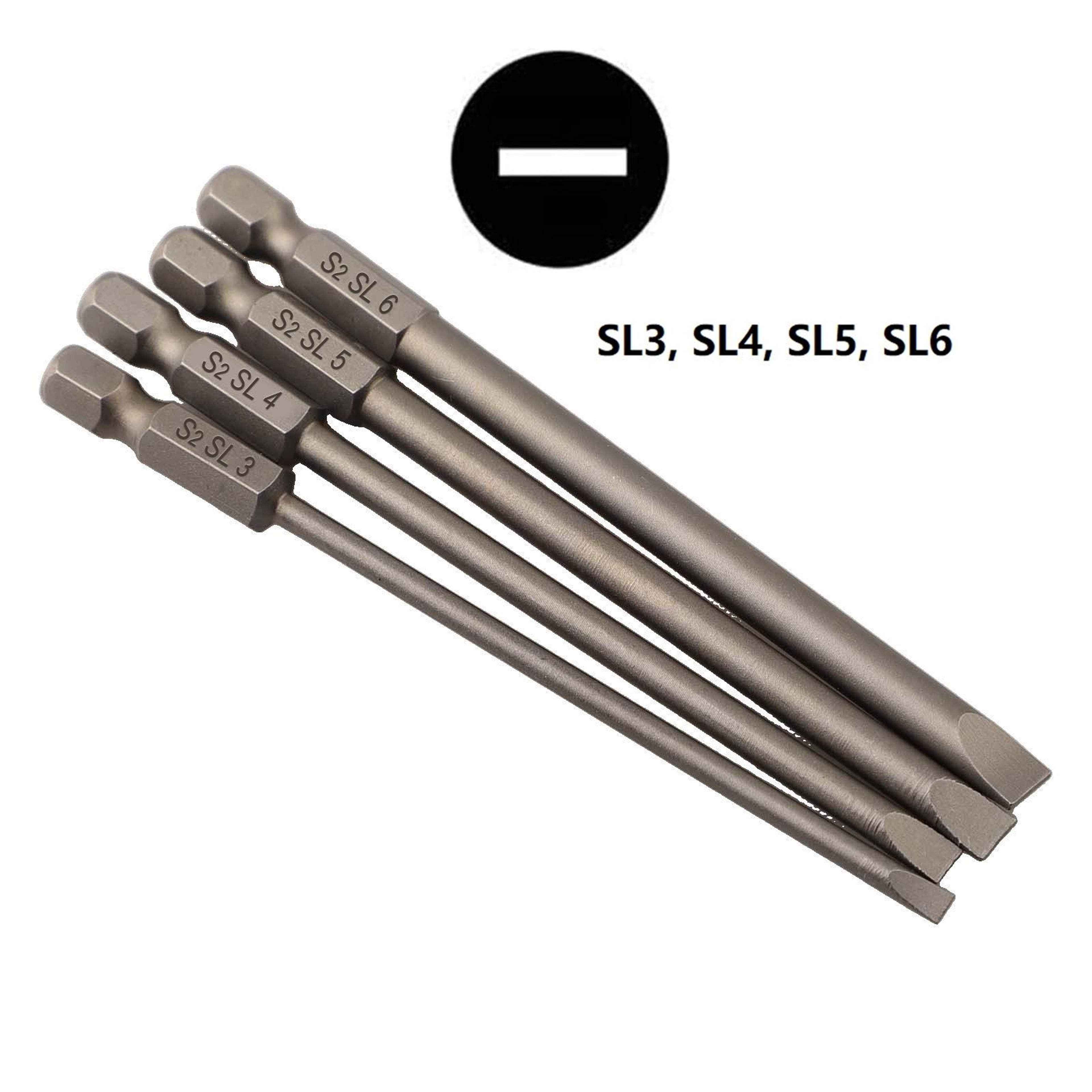 4Piece 100mm Long Screwdriver Bit Set With 14Inch Hex Shank 2