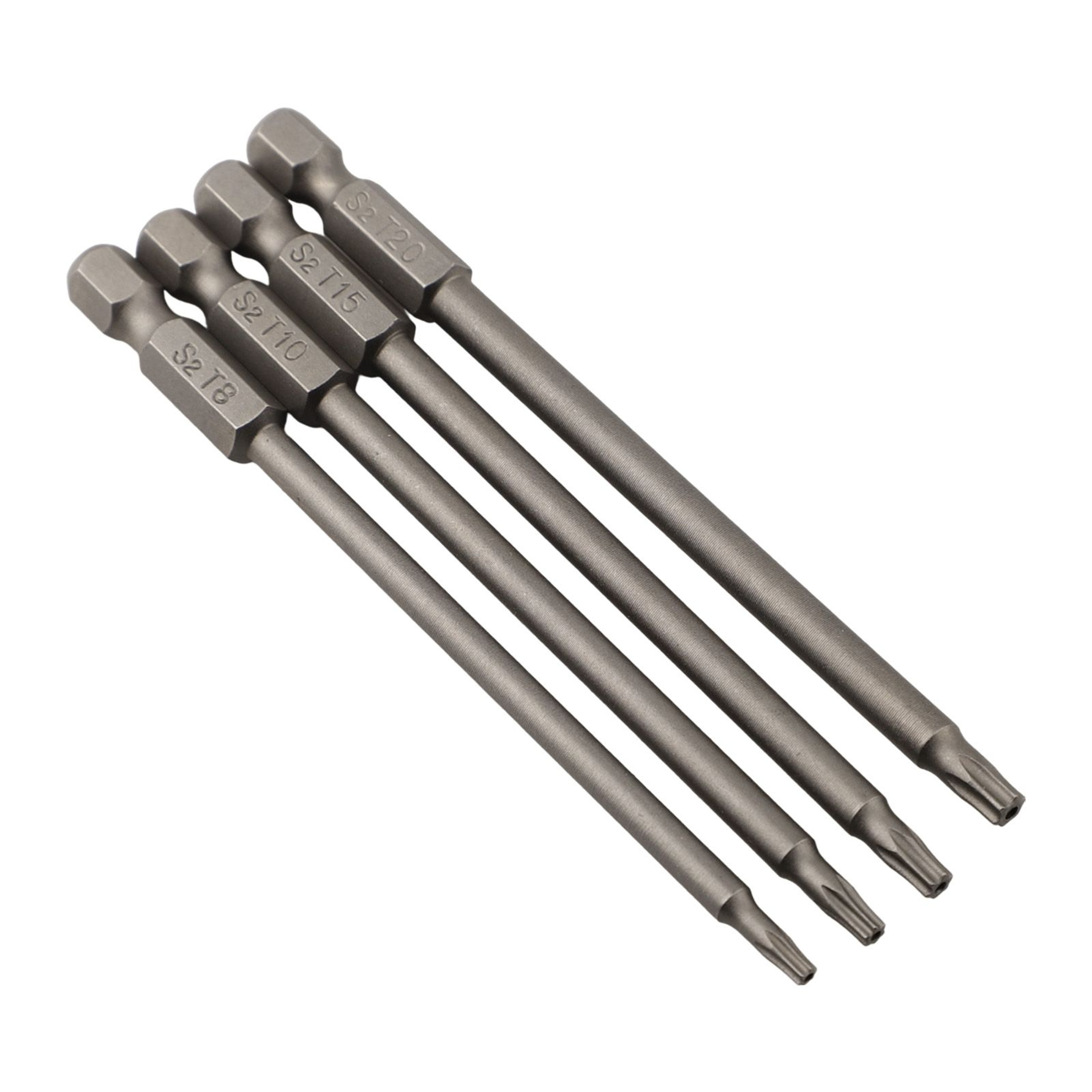 4Piece 100mm Long Screwdriver Bit Set With 14Inch Hex Shank 6
