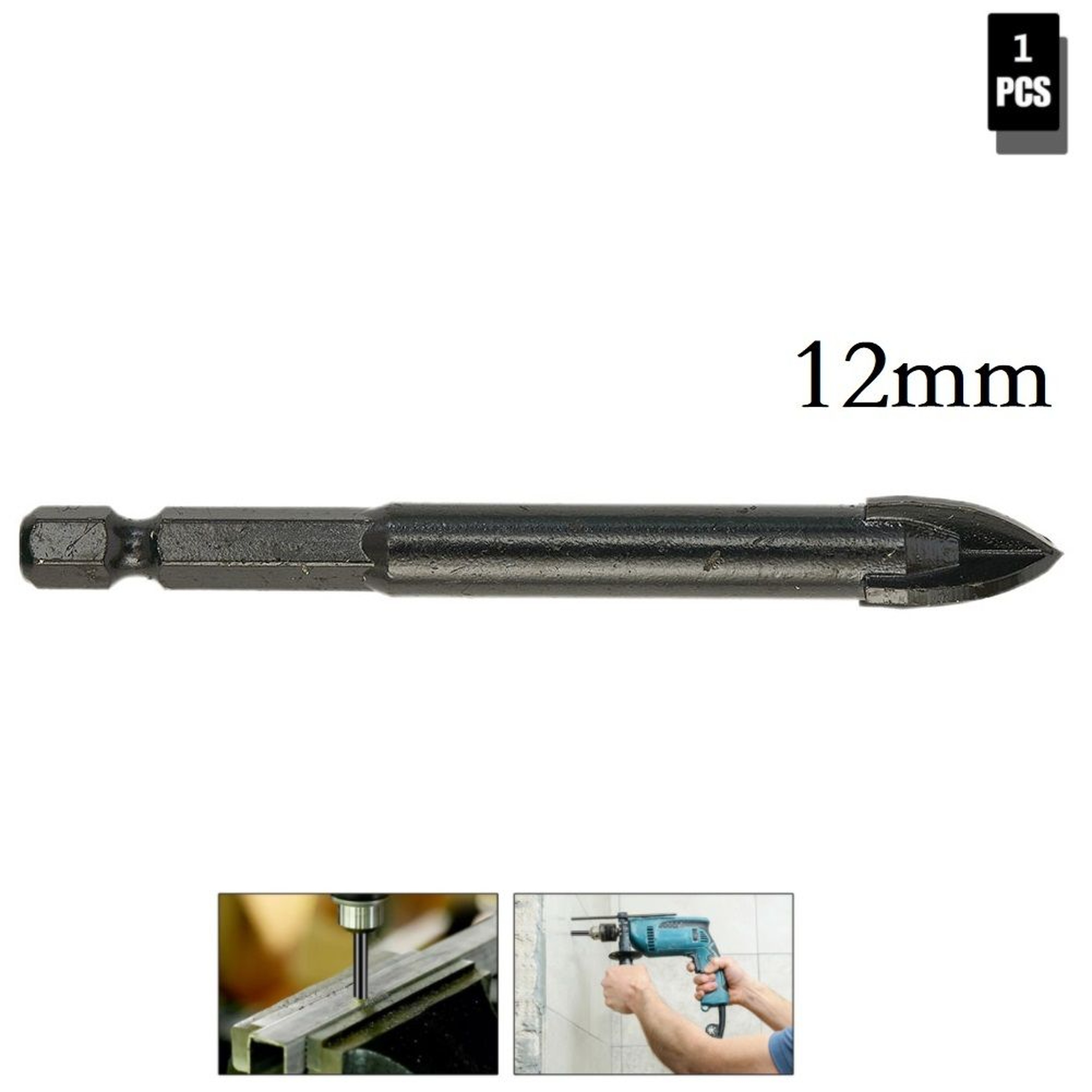 MultiPurpose Cross Tip Hex Shank Drill Bit For Tile Glass Ceramic And Concrete 6