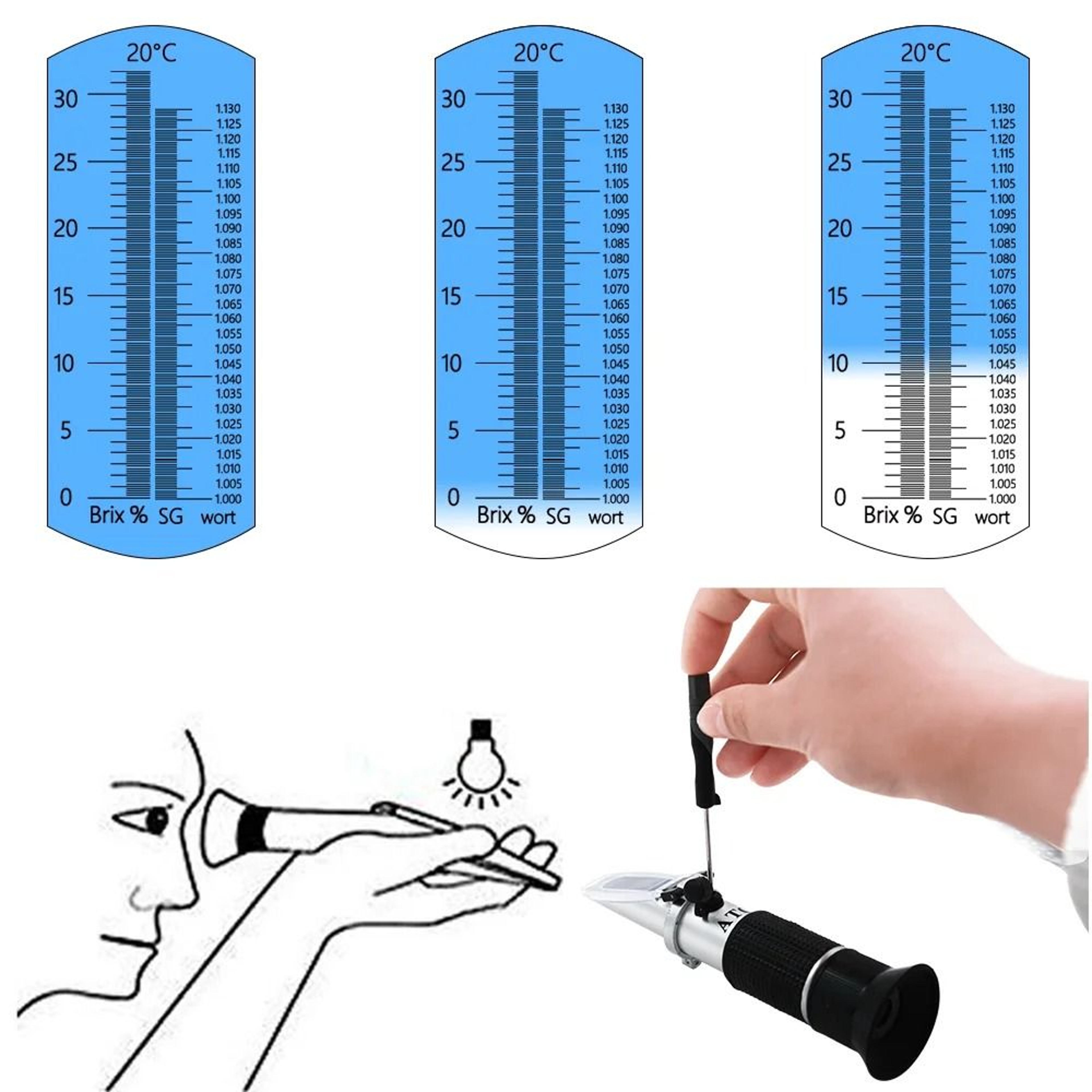 ATC Beer Wort Wine Refractometer 032 Brix And SG 10001130 6