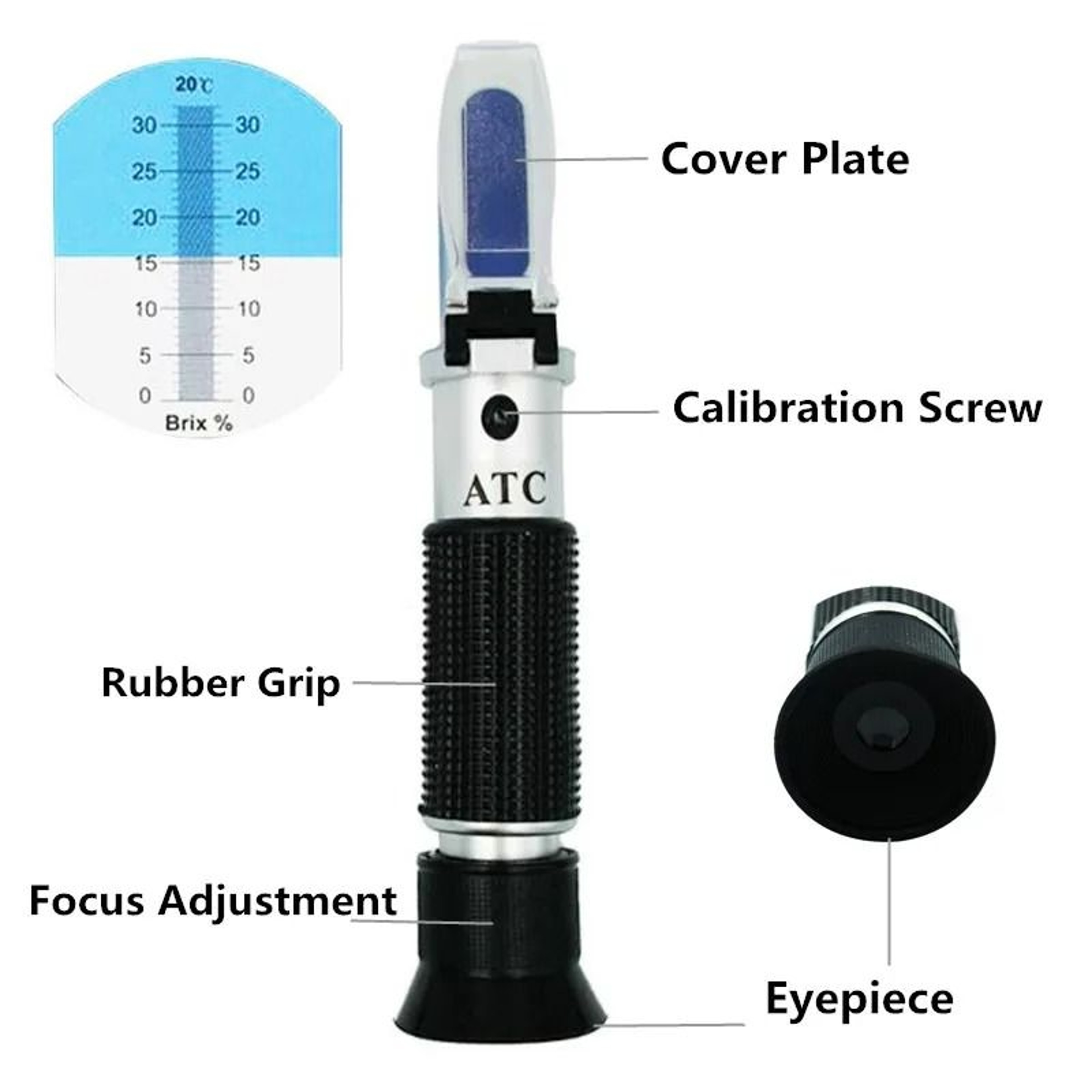 Handheld 032 Brix Refractometer ATC Sugar Concentration Tester For Fruit Juice And Grapes 2