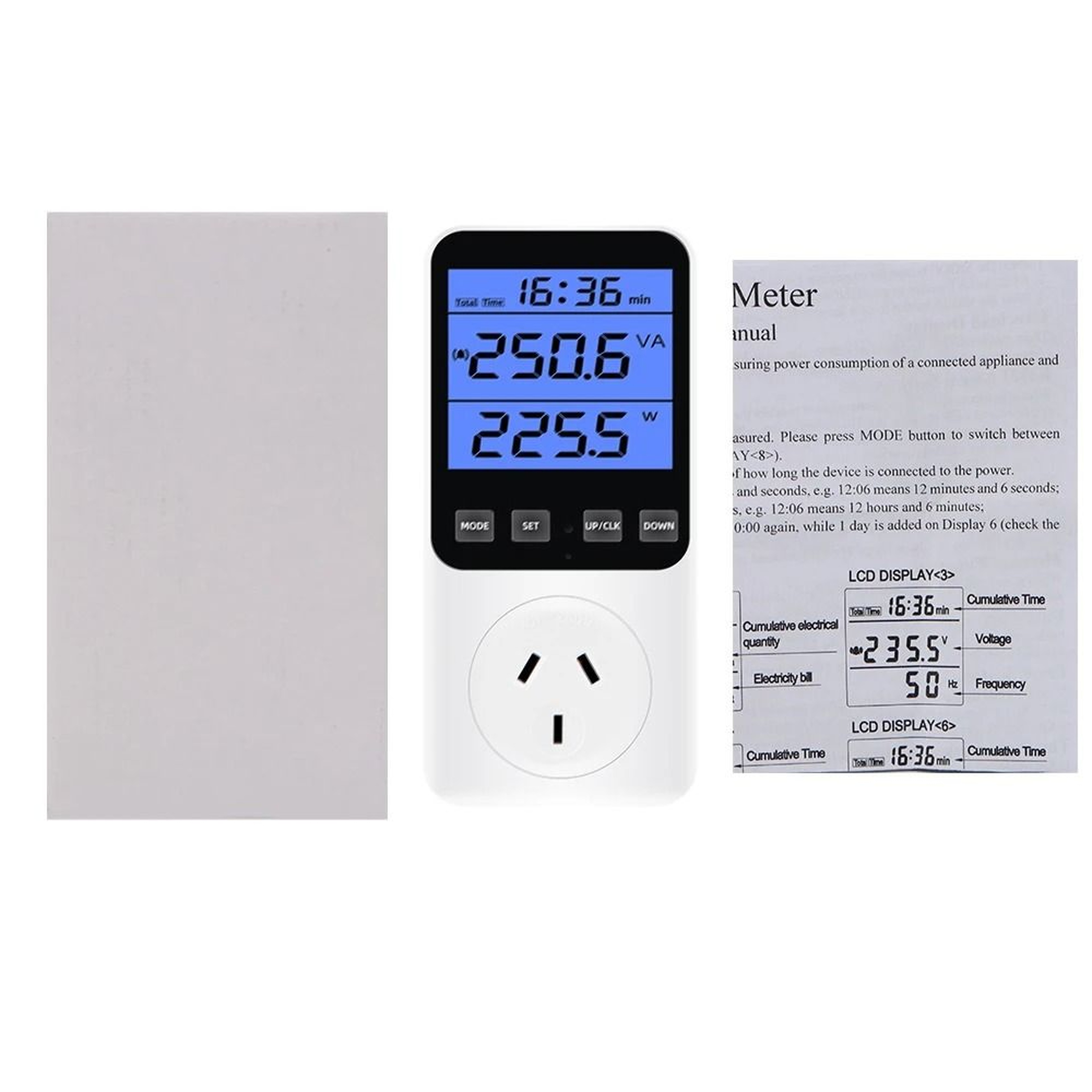 Digital LCD Wattmeter US Plug Power Energy Consumption Monitor 5