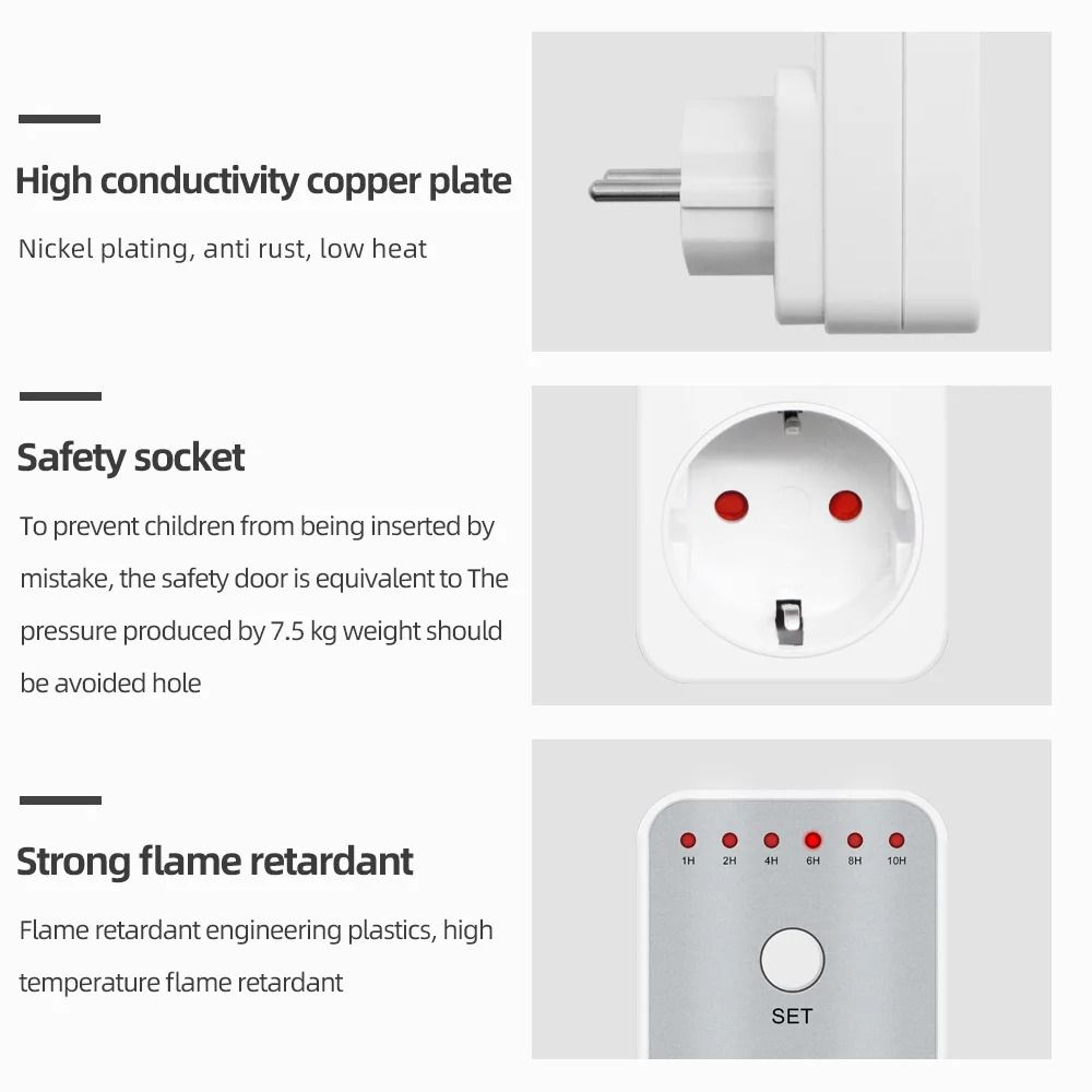 10Hour Electronic Countdown Timer Socket PlugIn Power Control Switch 4
