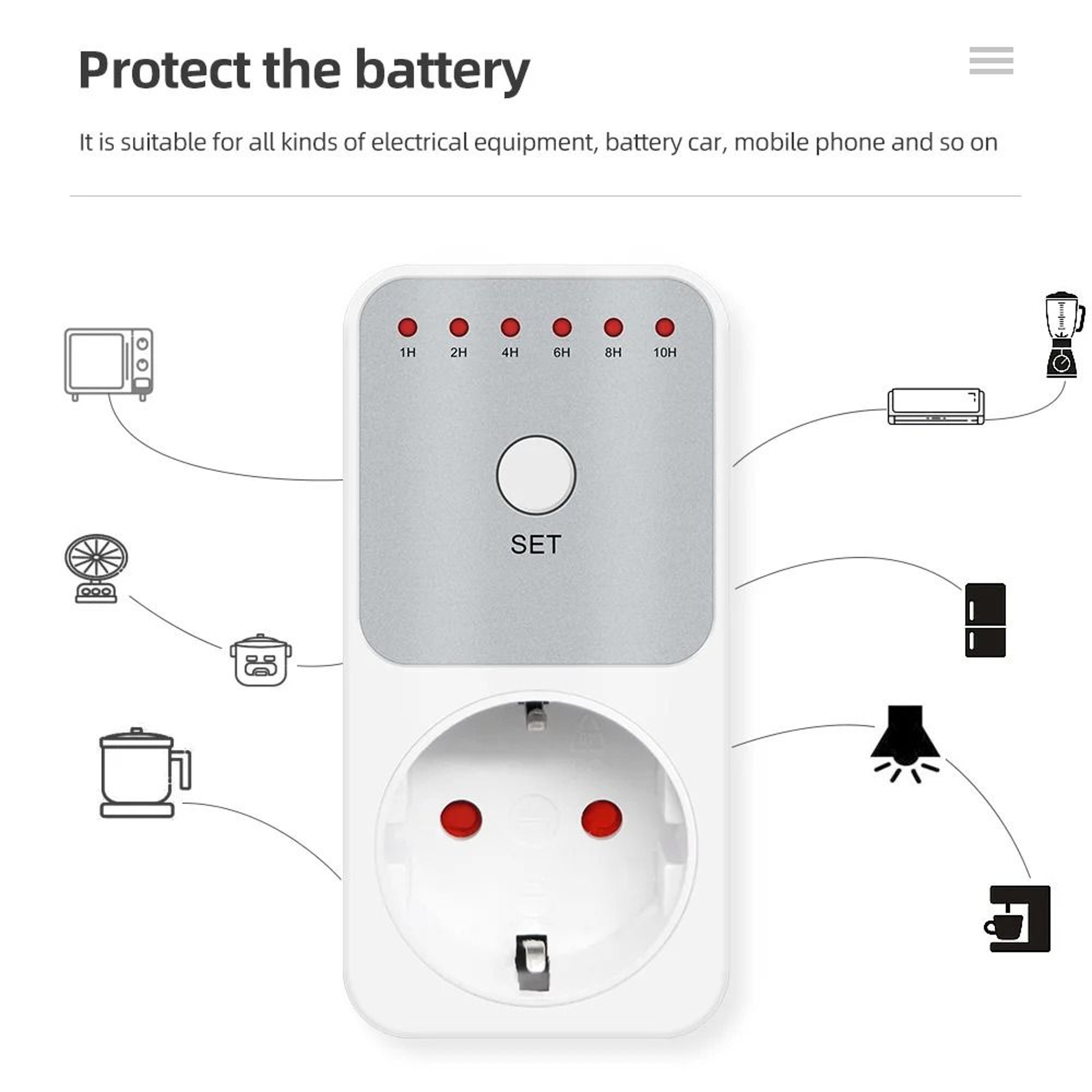 10Hour Electronic Countdown Timer Socket PlugIn Power Control Switch 2