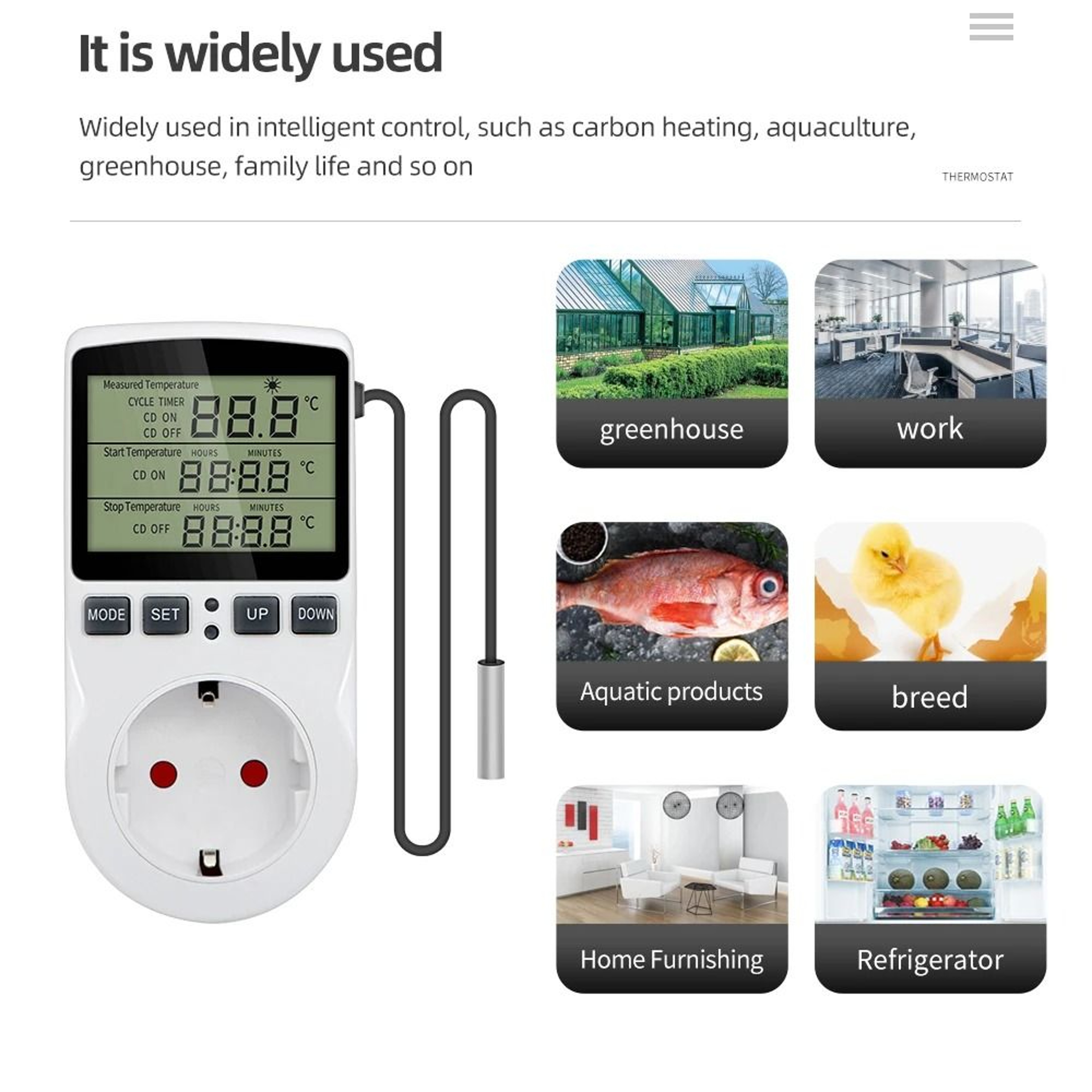 Digital Temperature Controller Socket US Plug 110V230V Heating Cooling Thermostat With Timer 2