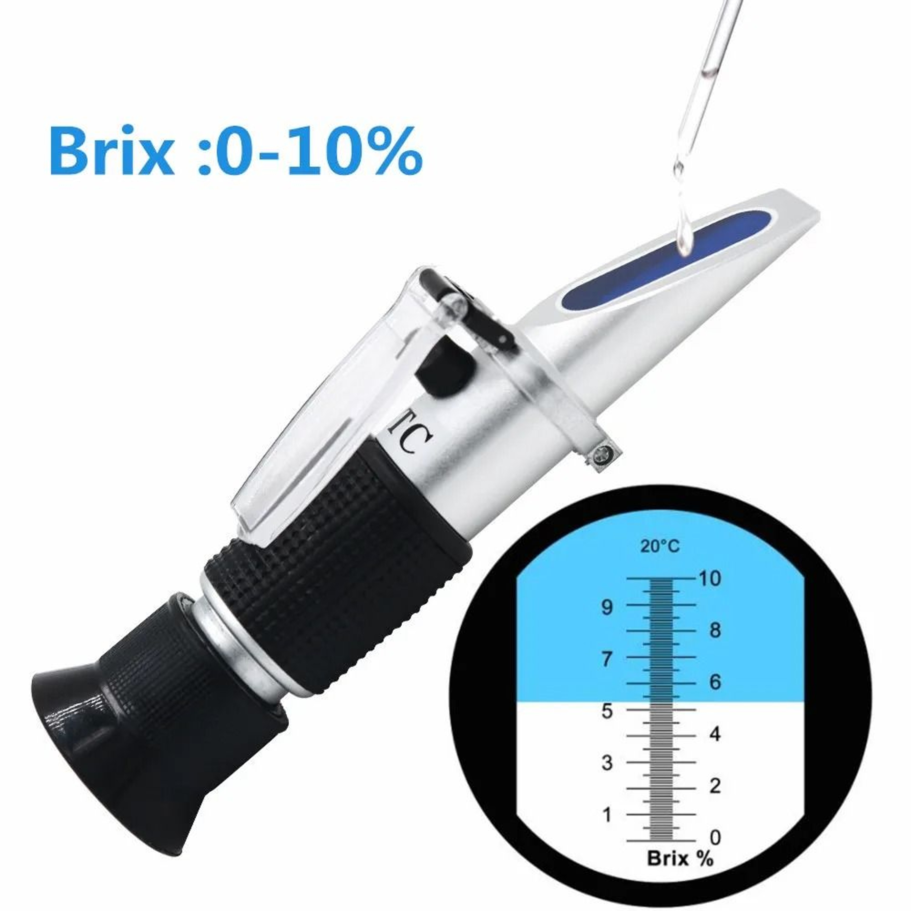 Handheld 010 Brix Refractometer ATC Precision Sugar Concentration Tester 8