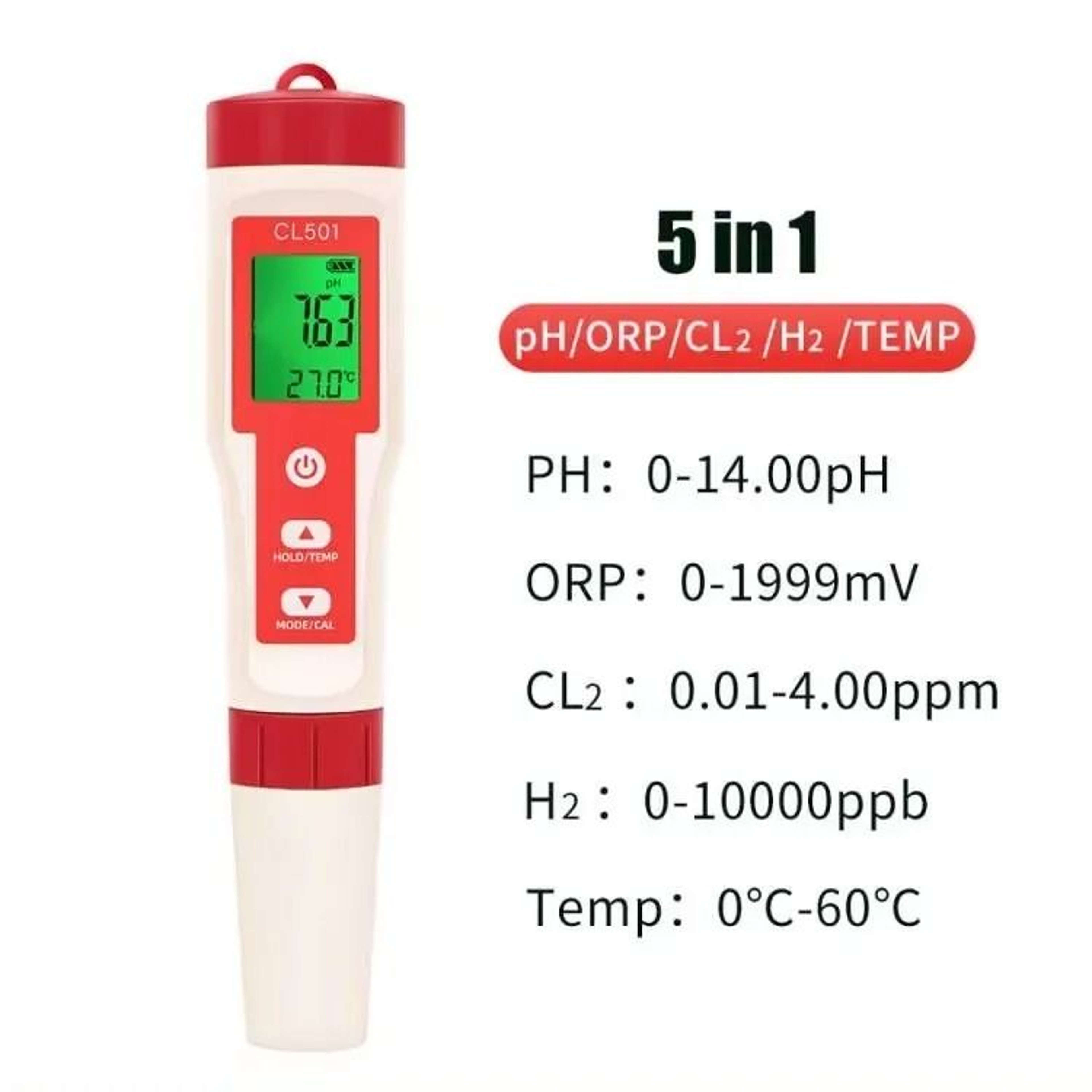 5in1 Digital Water Quality Tester PH Chlorine ORP Hydrogen And Temperature Meter 4