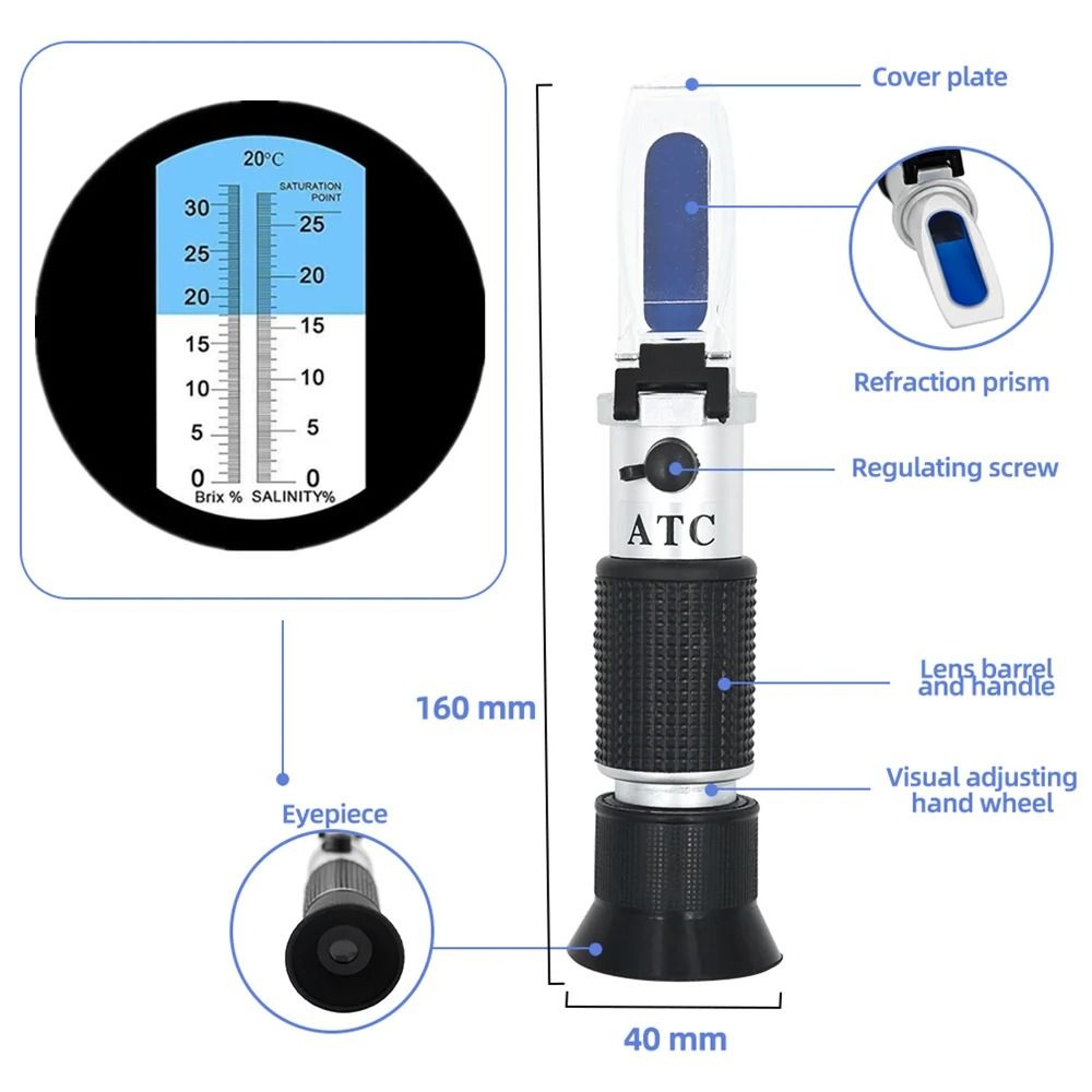 2in1 Brix And Salinity Refractometer ATC Sugar And Salt Concentration Tester 3