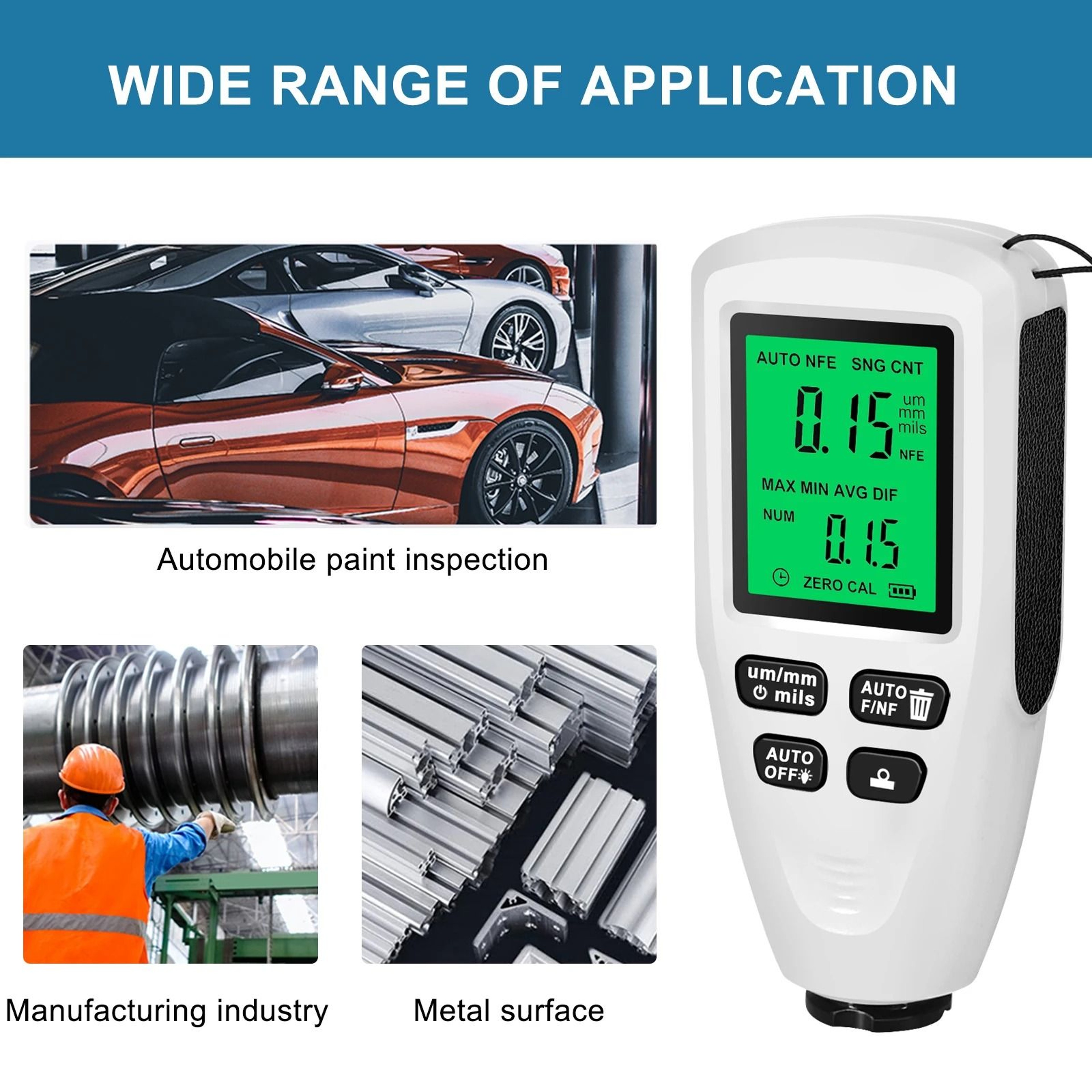HW300 Digital Car Paint Coating Thickness Gauge 11