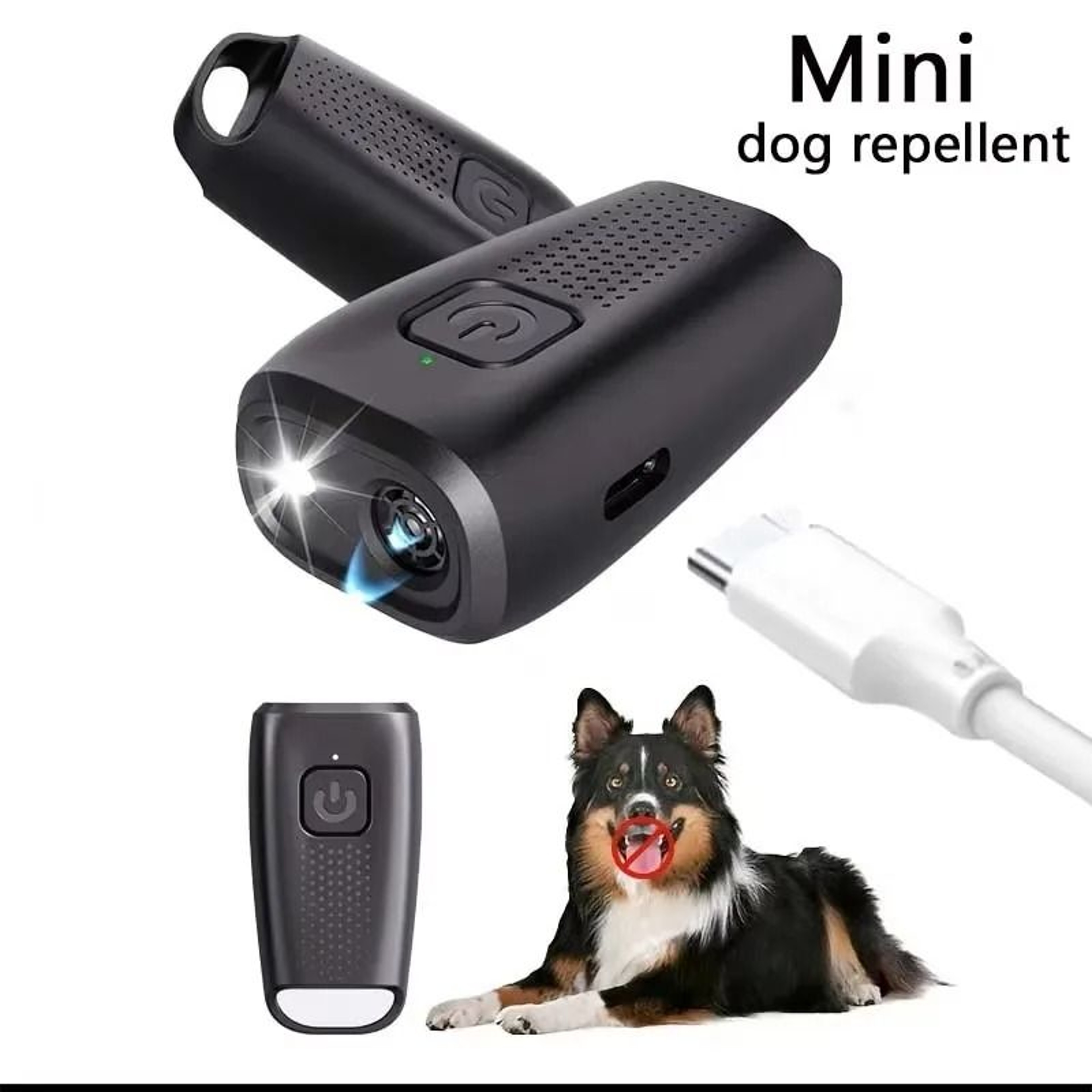Mini Ultrasonic Dog Bark Deterrent With LED Flashlight And USBC Rechargeable Battery 0