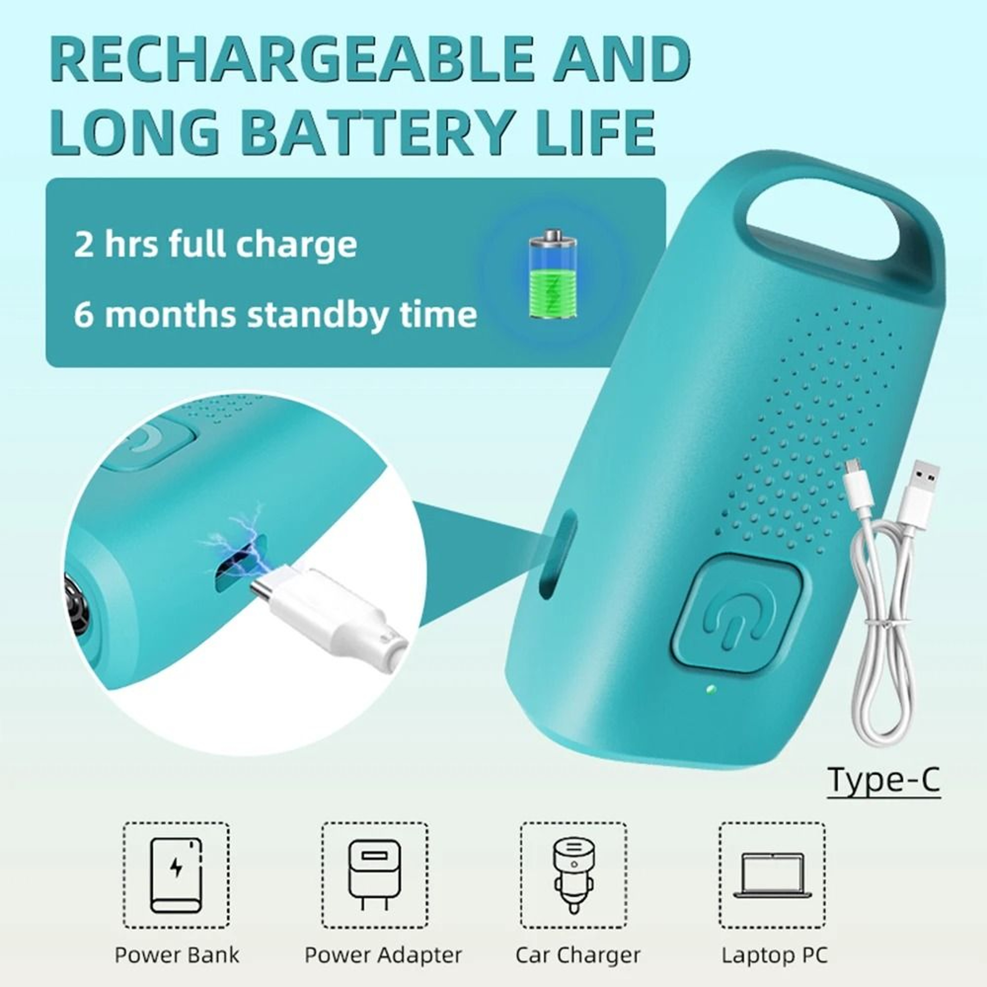 Mini Ultrasonic Dog Bark Deterrent With LED Flashlight And USBC Rechargeable Battery 6